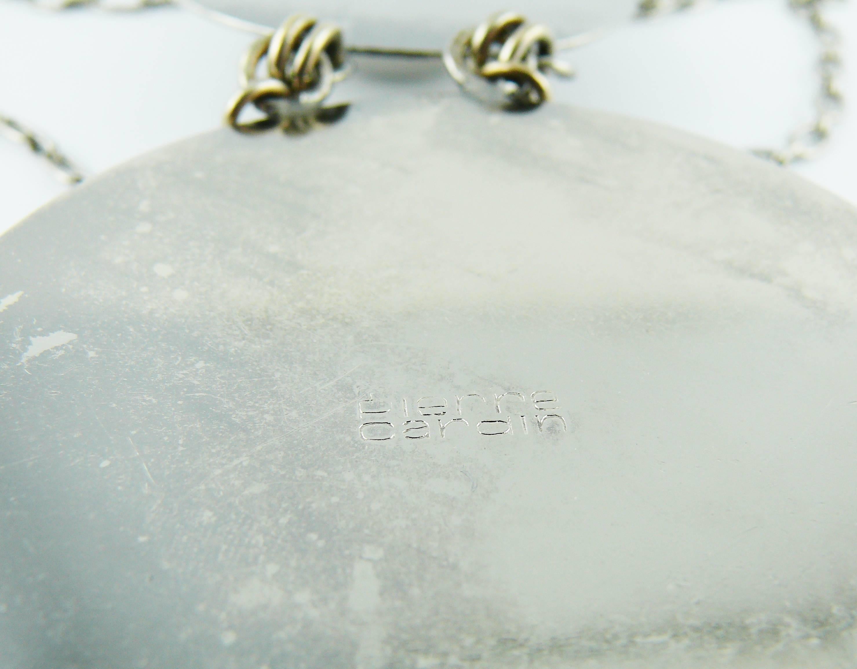 Pierre Cardin Vintage Silver Toned Modernist Necklace 6