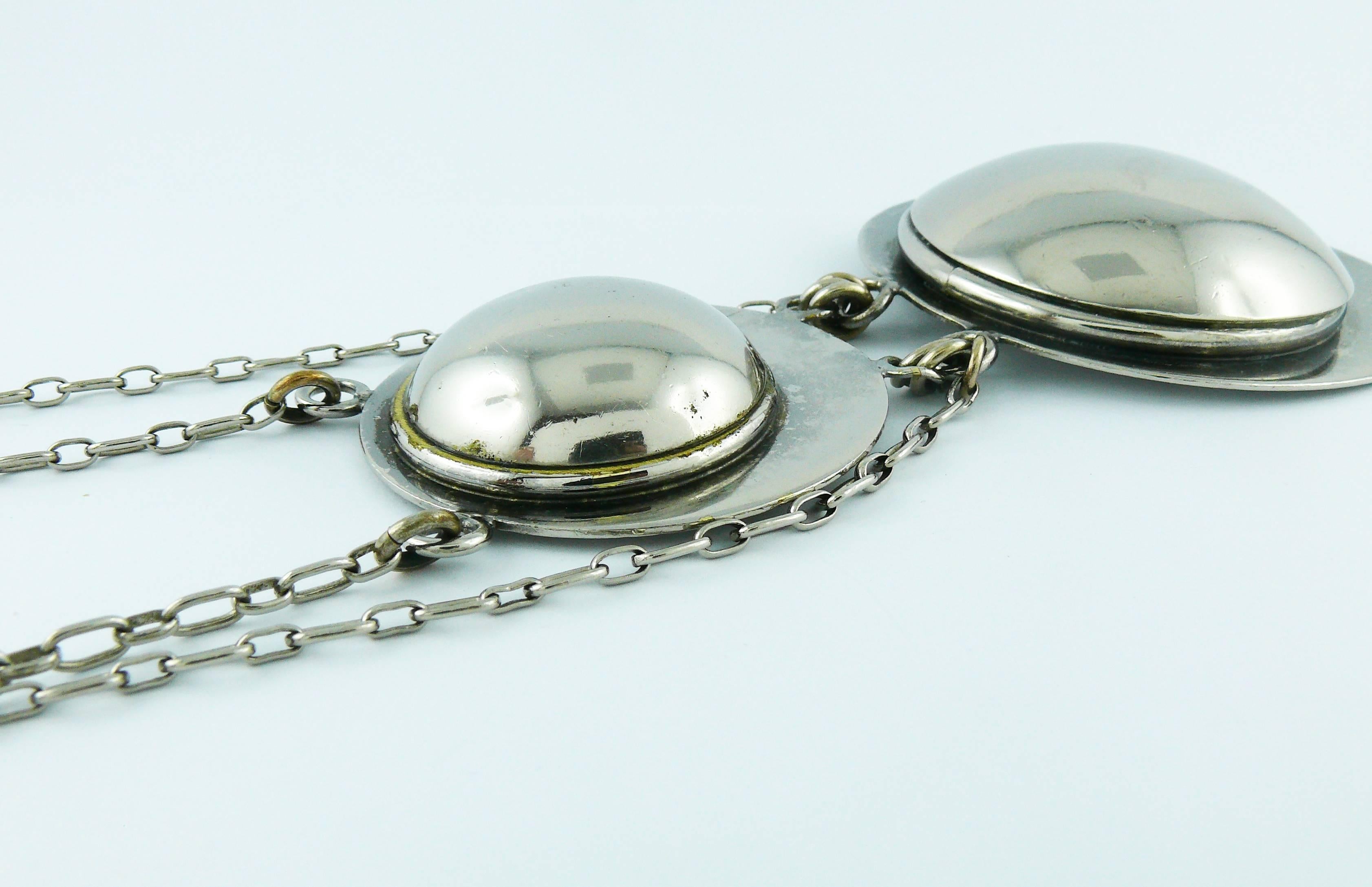 Pierre Cardin Vintage Silver Toned Modernist Necklace 1