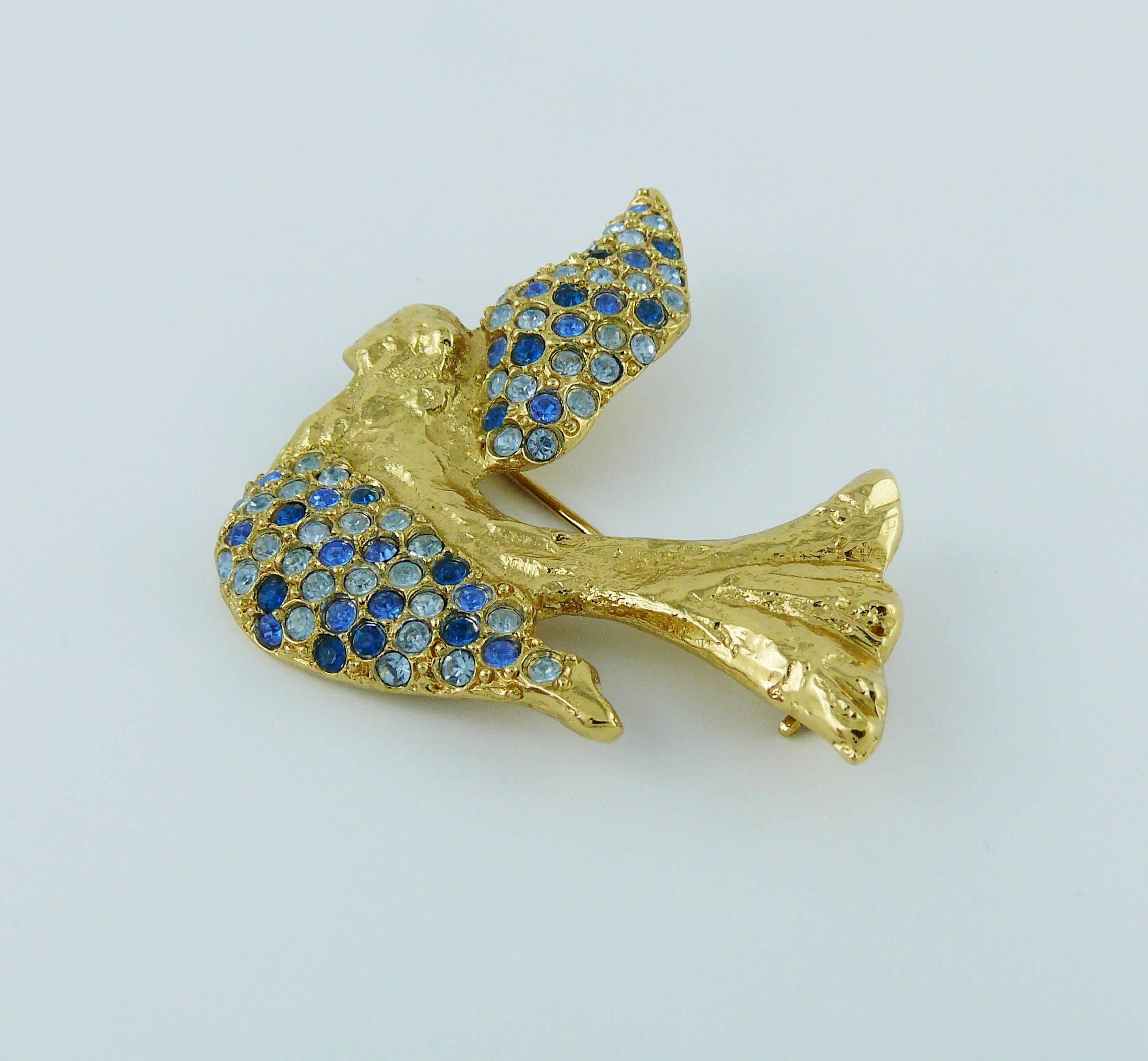 Yves Saint Laurent YSL Vintage Jewelled Bird Motif Brooch In Excellent Condition In Nice, FR