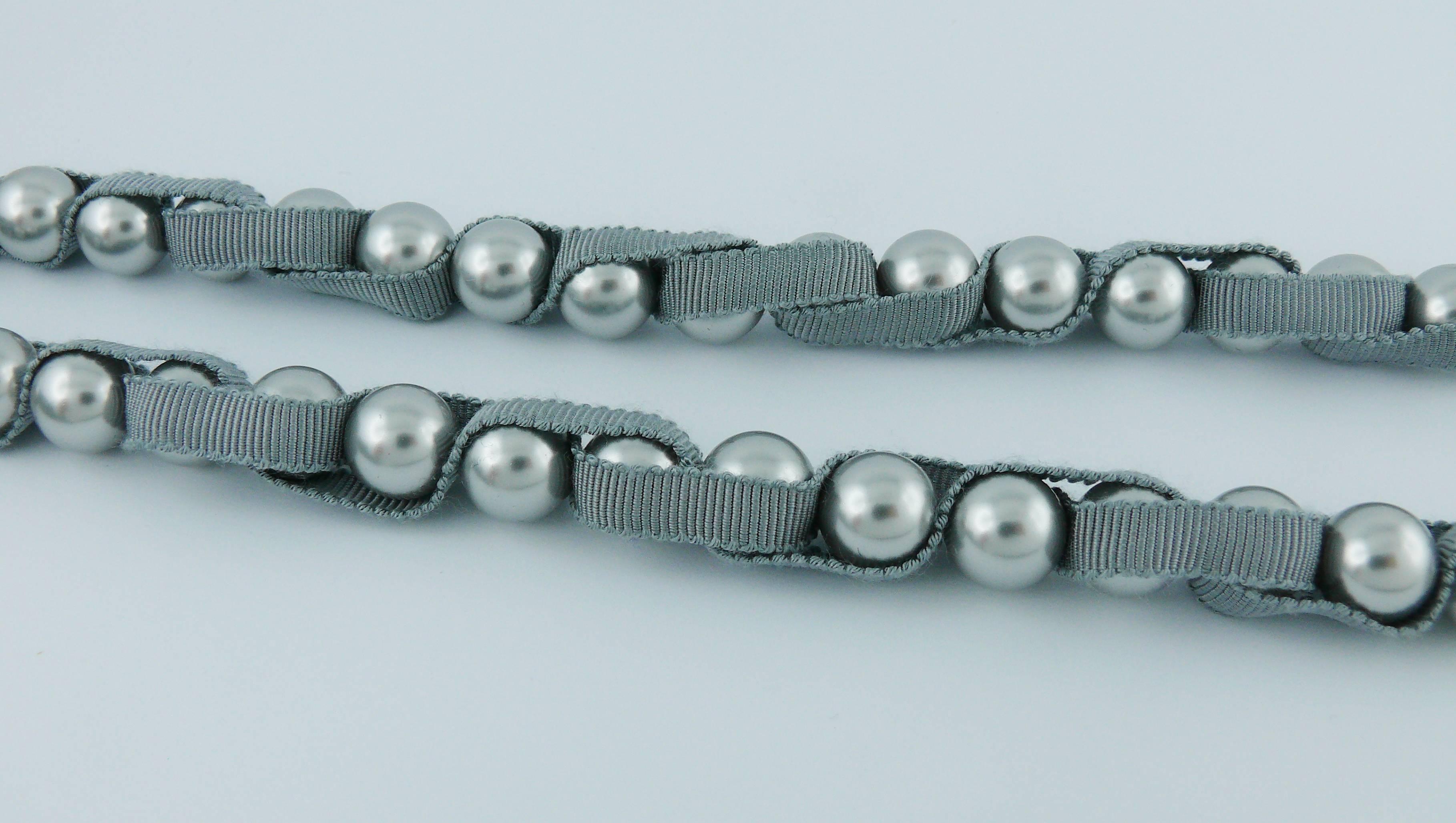 Lanvin Grey Pearl and Grosgrain Sautoir Necklace 1