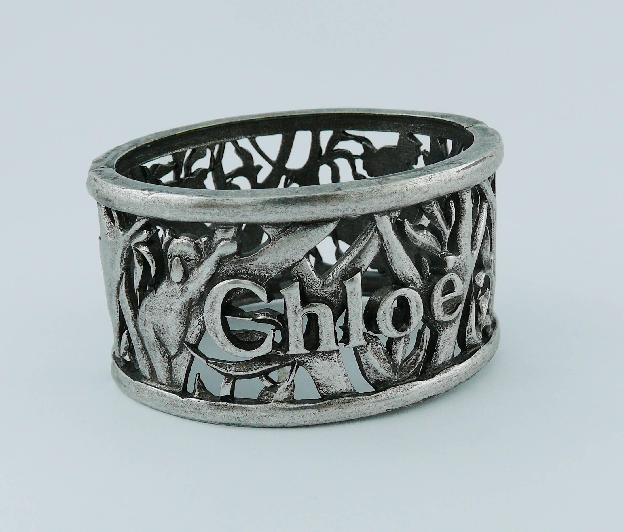 Chloe Silver Toned Koala Cuff Bracelet In Excellent Condition For Sale In Nice, FR