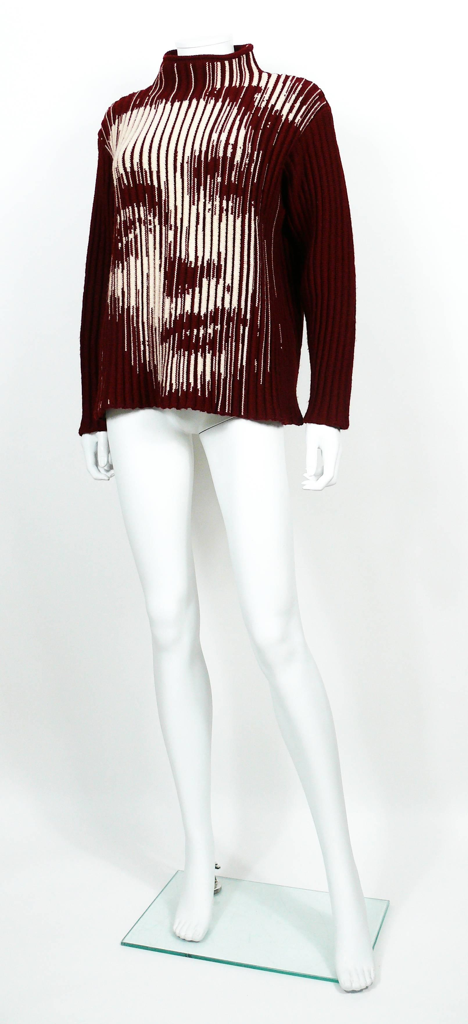 Black Jean Paul Gaultier Vintage Optical Illusion Dietrich Virgin Wool Sweater Size L