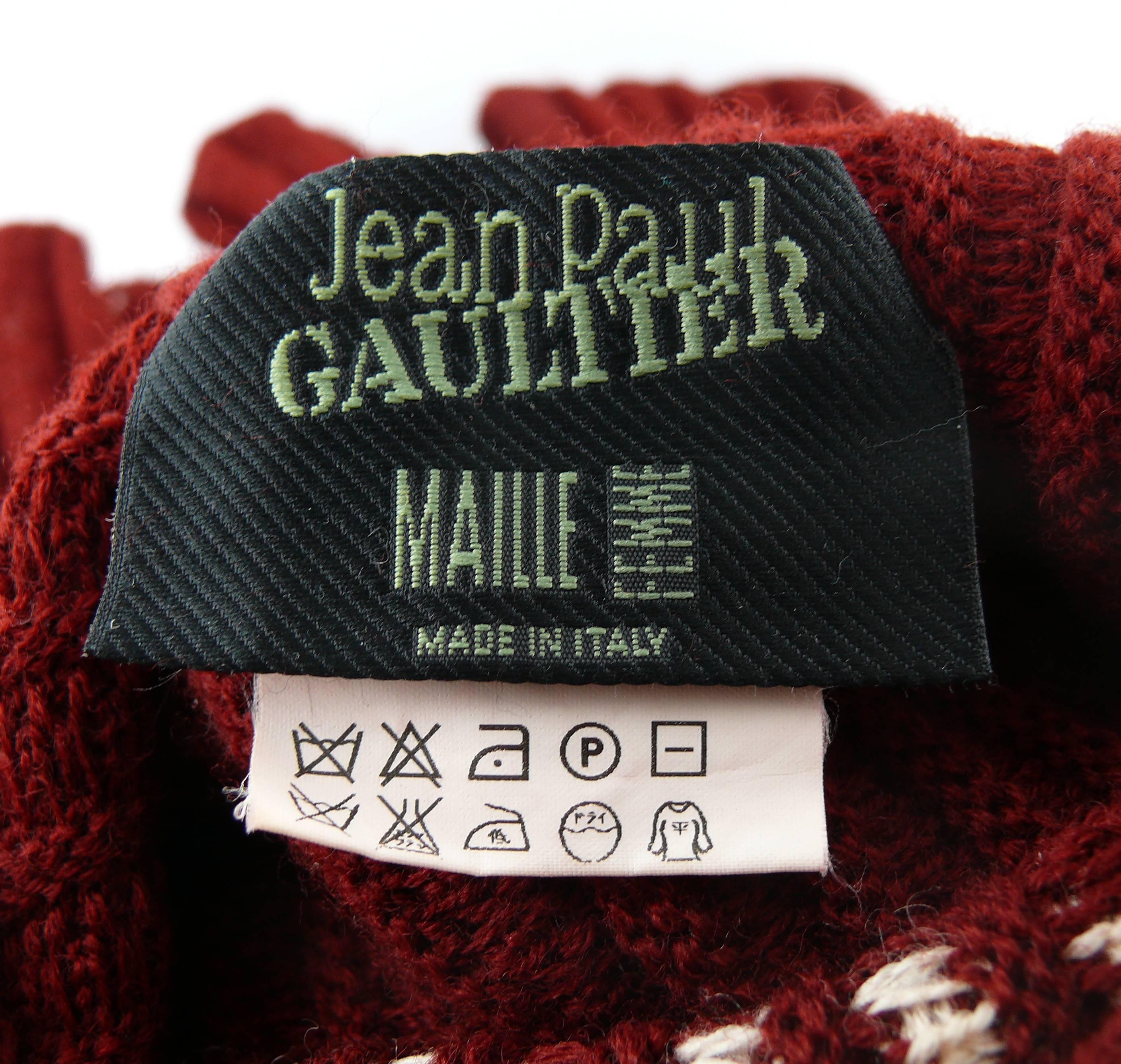 Jean Paul Gaultier Vintage Optical Illusion Dietrich Virgin Wool Sweater Size L 1