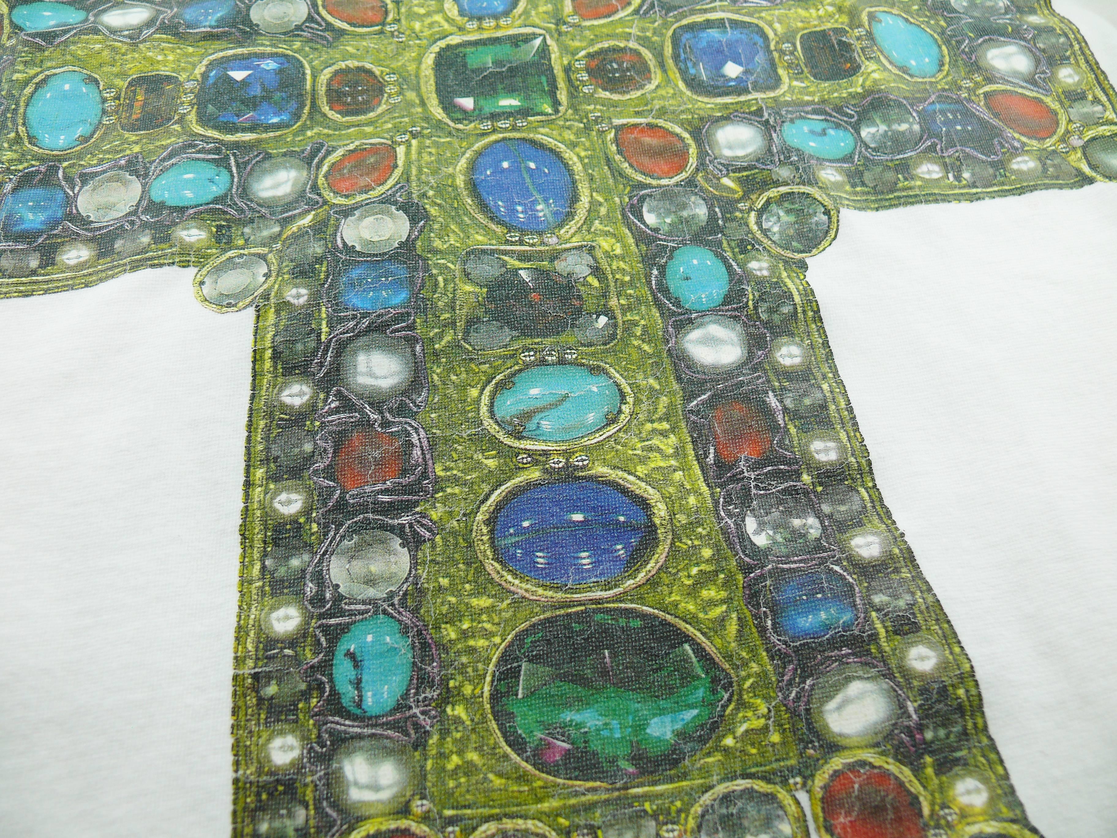 Christian Lacroix Vintage Jewelled Cross Print T-Shirt Size S 2