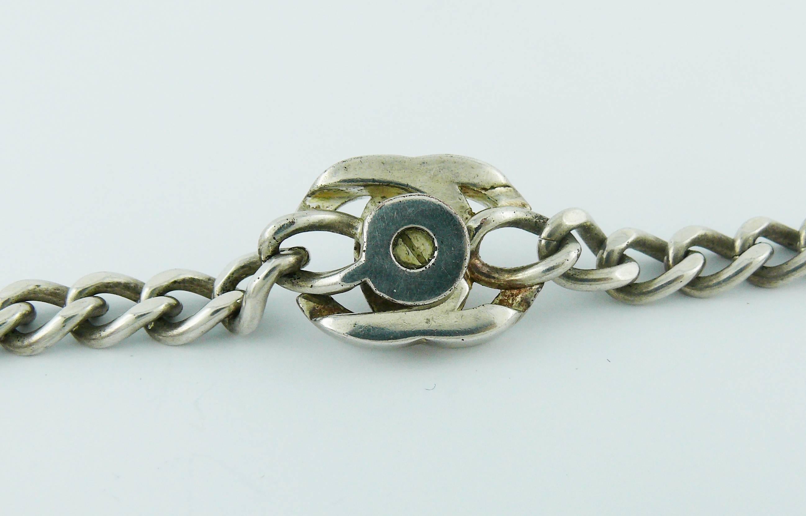 Chanel Vintage 1997 Silver Toned Turn-Lock Pendant Necklace 2