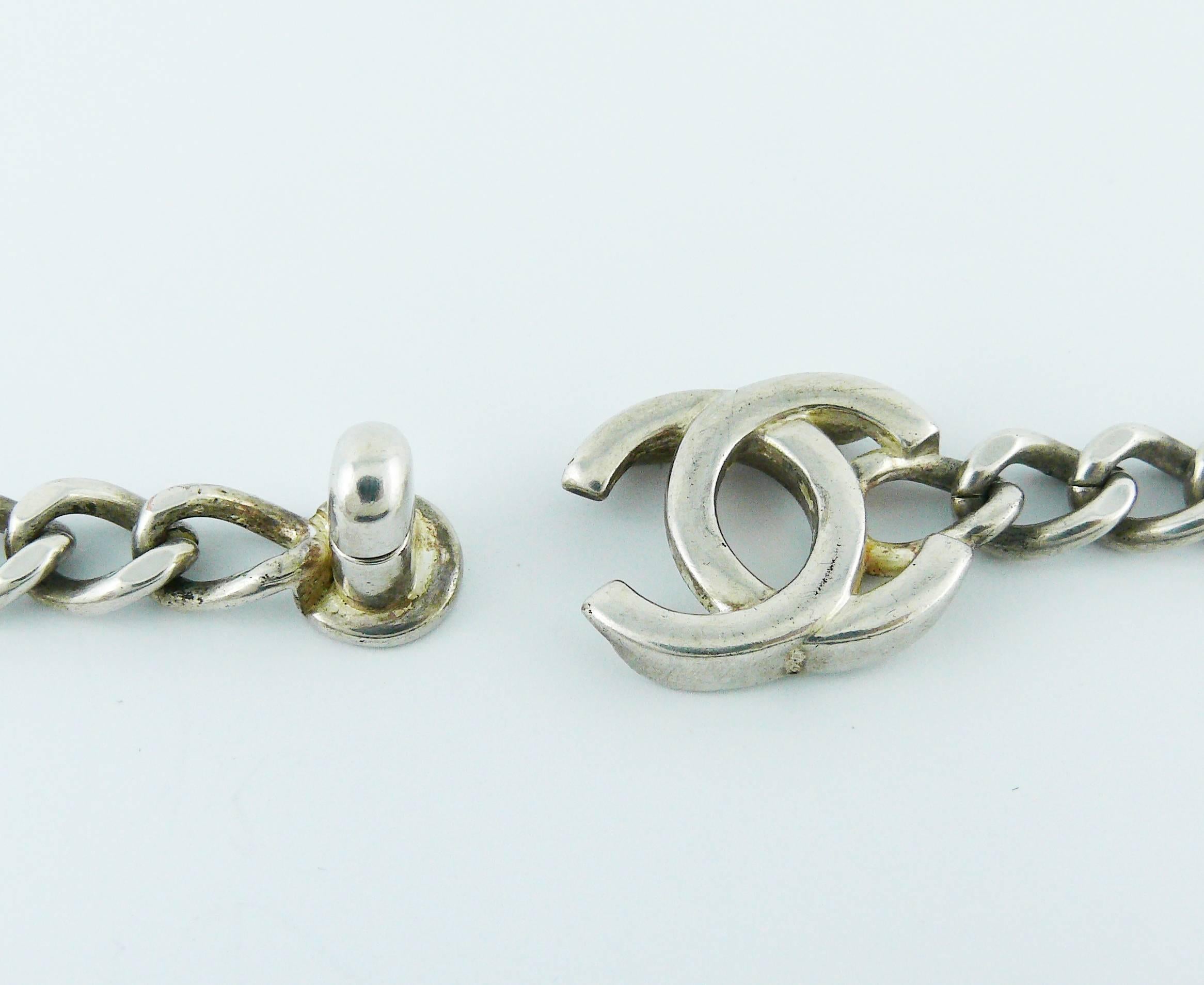 Chanel Vintage 1997 Silver Toned Turn-Lock Pendant Necklace 1