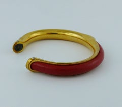 Hermès Vintage Red Leather Kyoto Bangle Bracelet