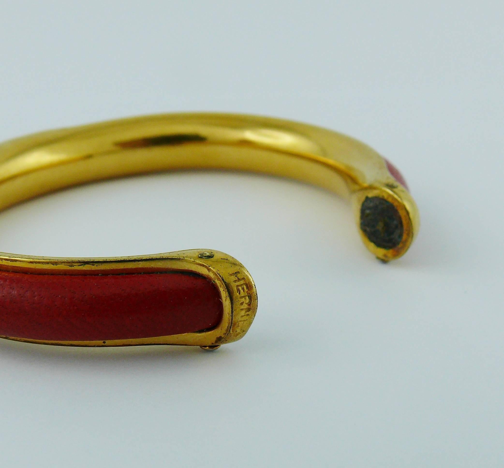 Hermès Vintage Red Leather Kyoto Bangle Bracelet 4