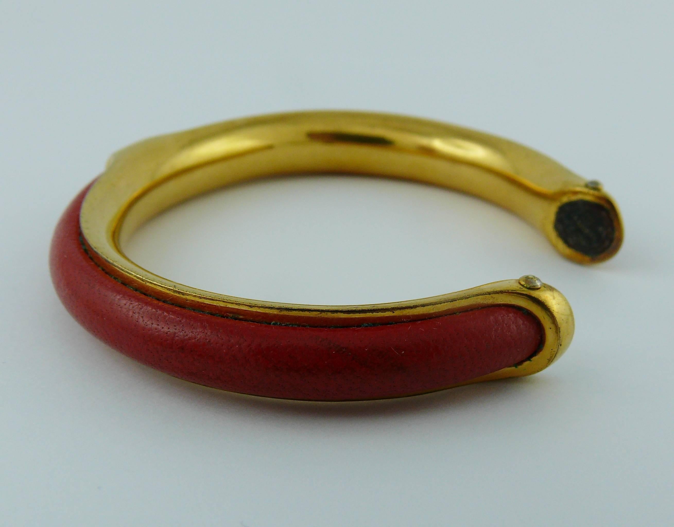Hermès Vintage Red Leather Kyoto Bangle Bracelet 6
