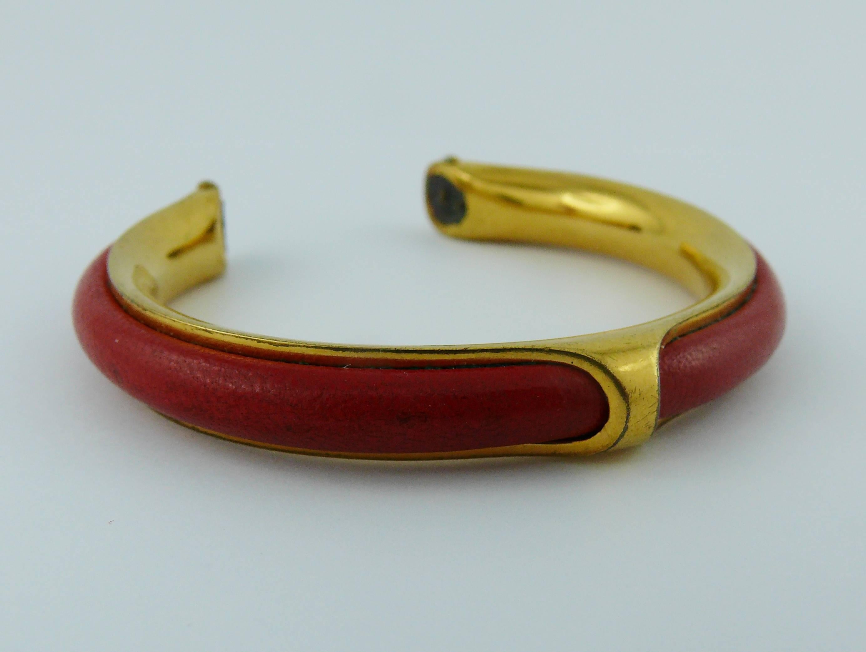 Hermès Vintage Red Leather Kyoto Bangle Bracelet 5