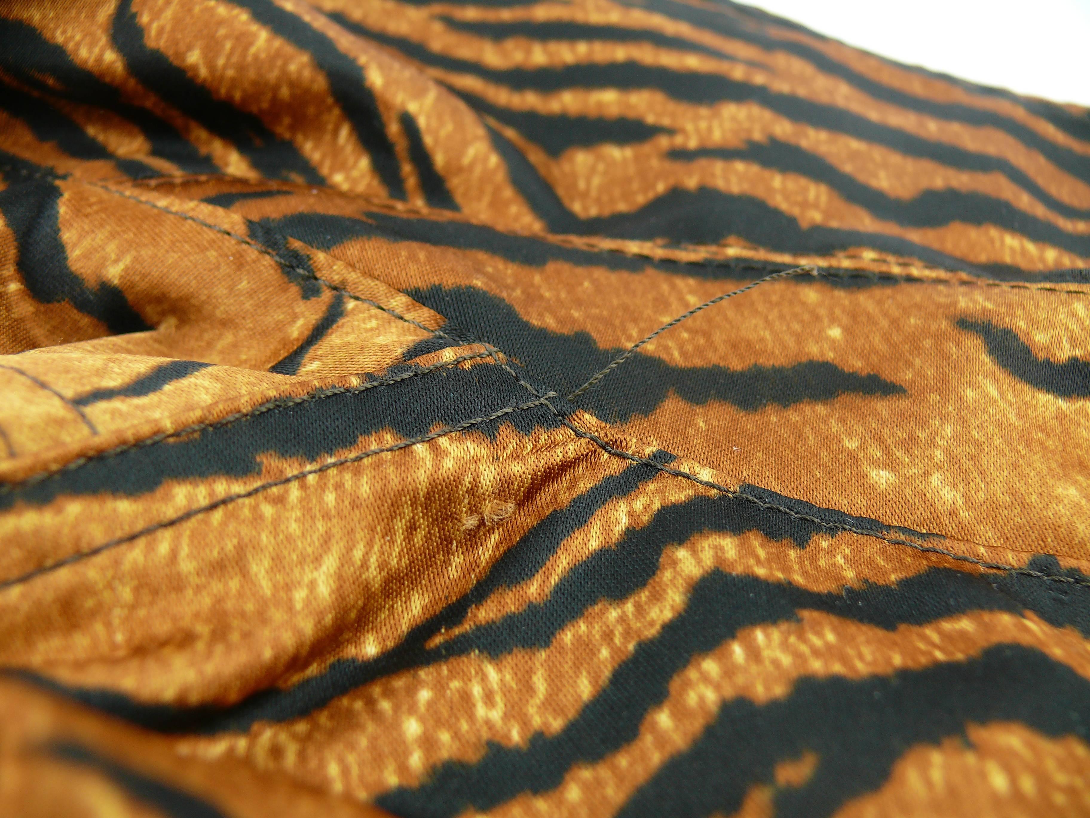 Moschino Jeans Vintage Tiger Print Double Breasted Long Jacket US Size 8 5