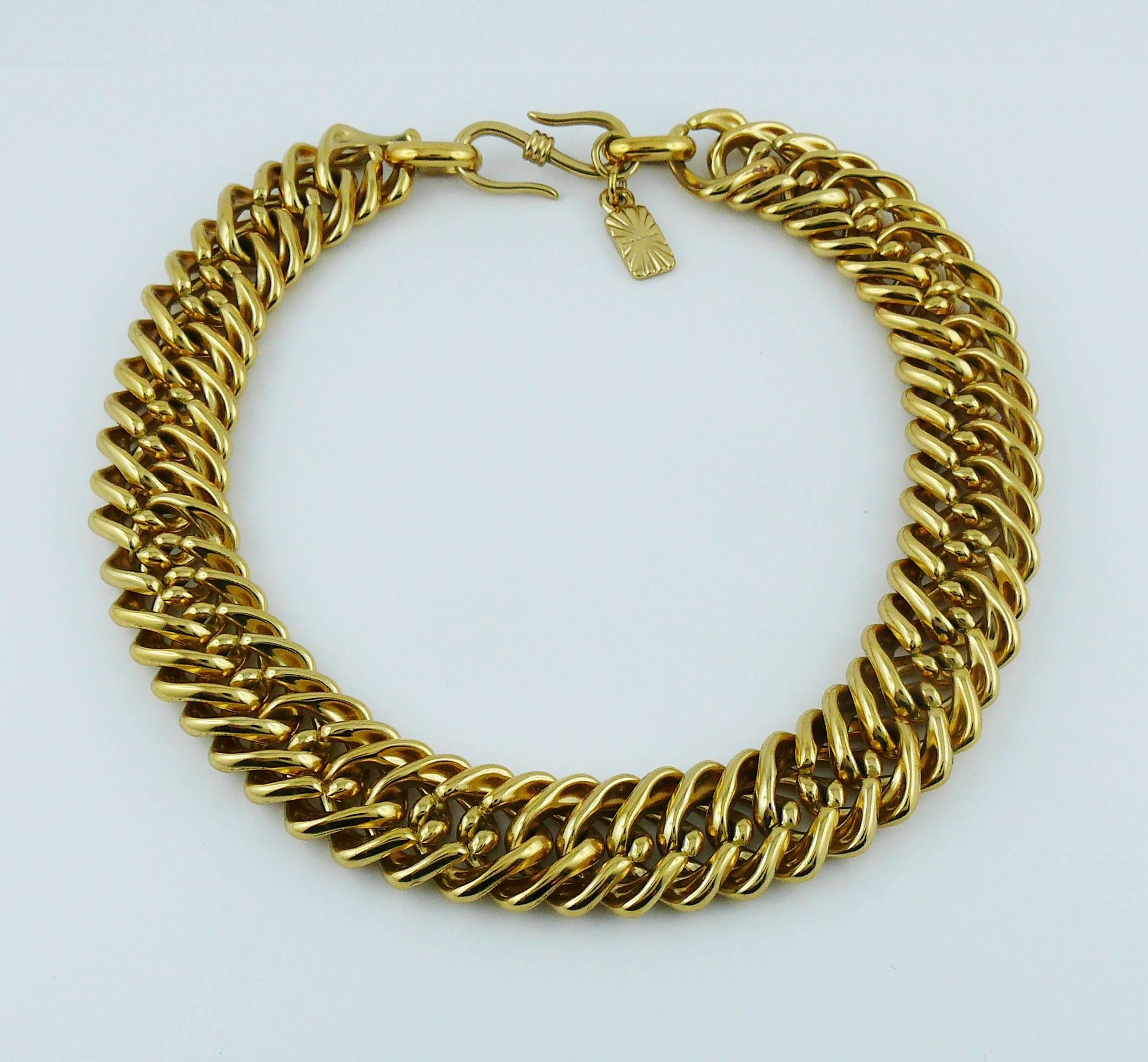 Women's Yves Saint Laurent YSL Vintage Gold Toned Curb Chain Necklace