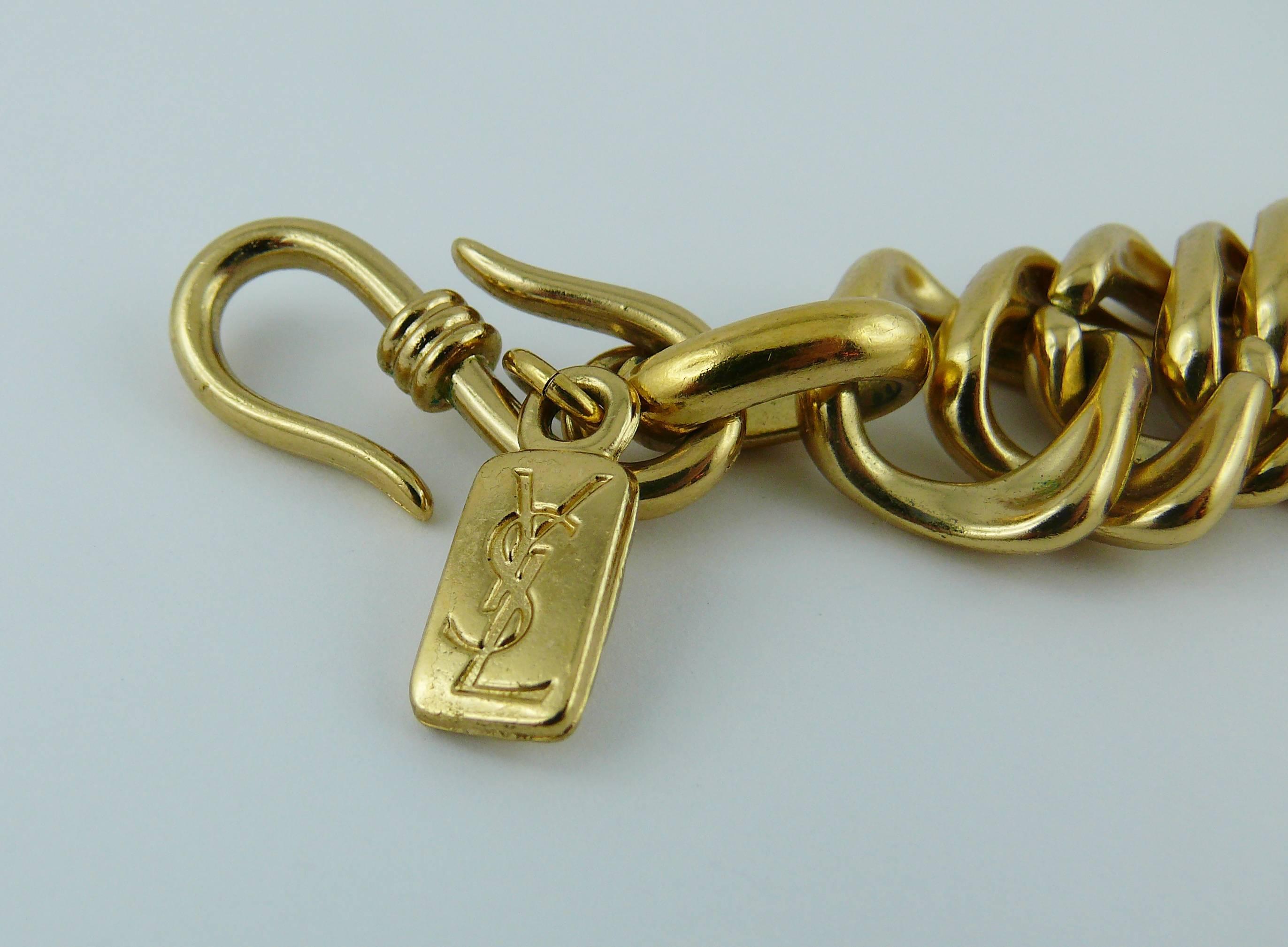 Yves Saint Laurent YSL Vintage Gold Toned Curb Chain Necklace 1