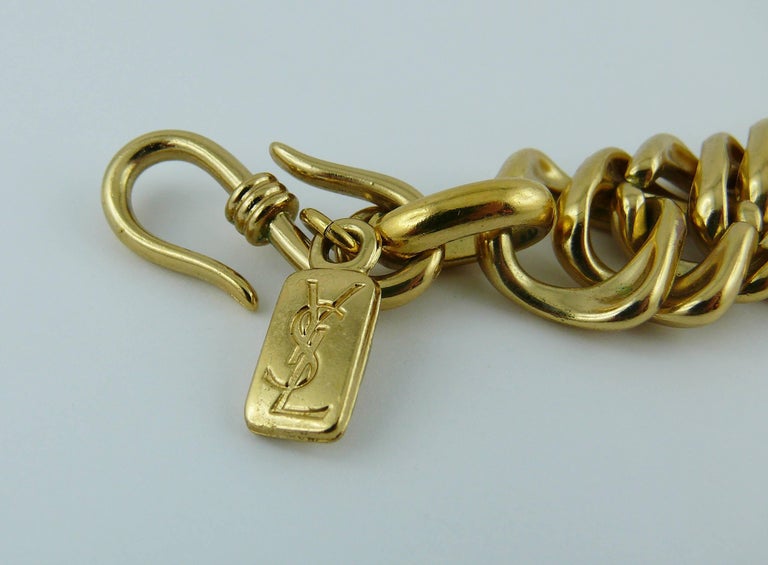 Yves Saint Laurent YSL Vintage Gold Toned Curb Chain Necklace 4