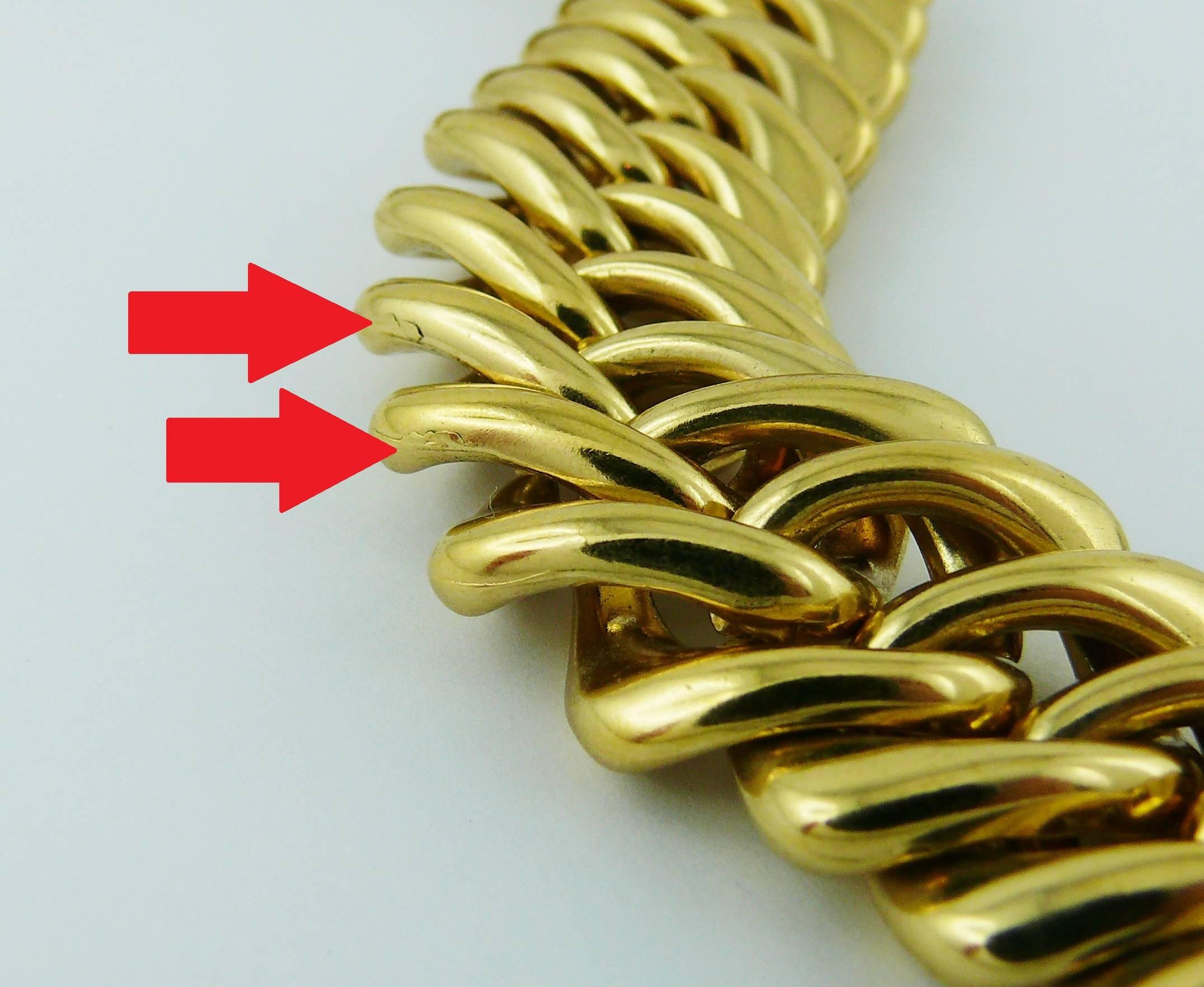 Yves Saint Laurent YSL Vintage Gold Toned Curb Chain Necklace 2