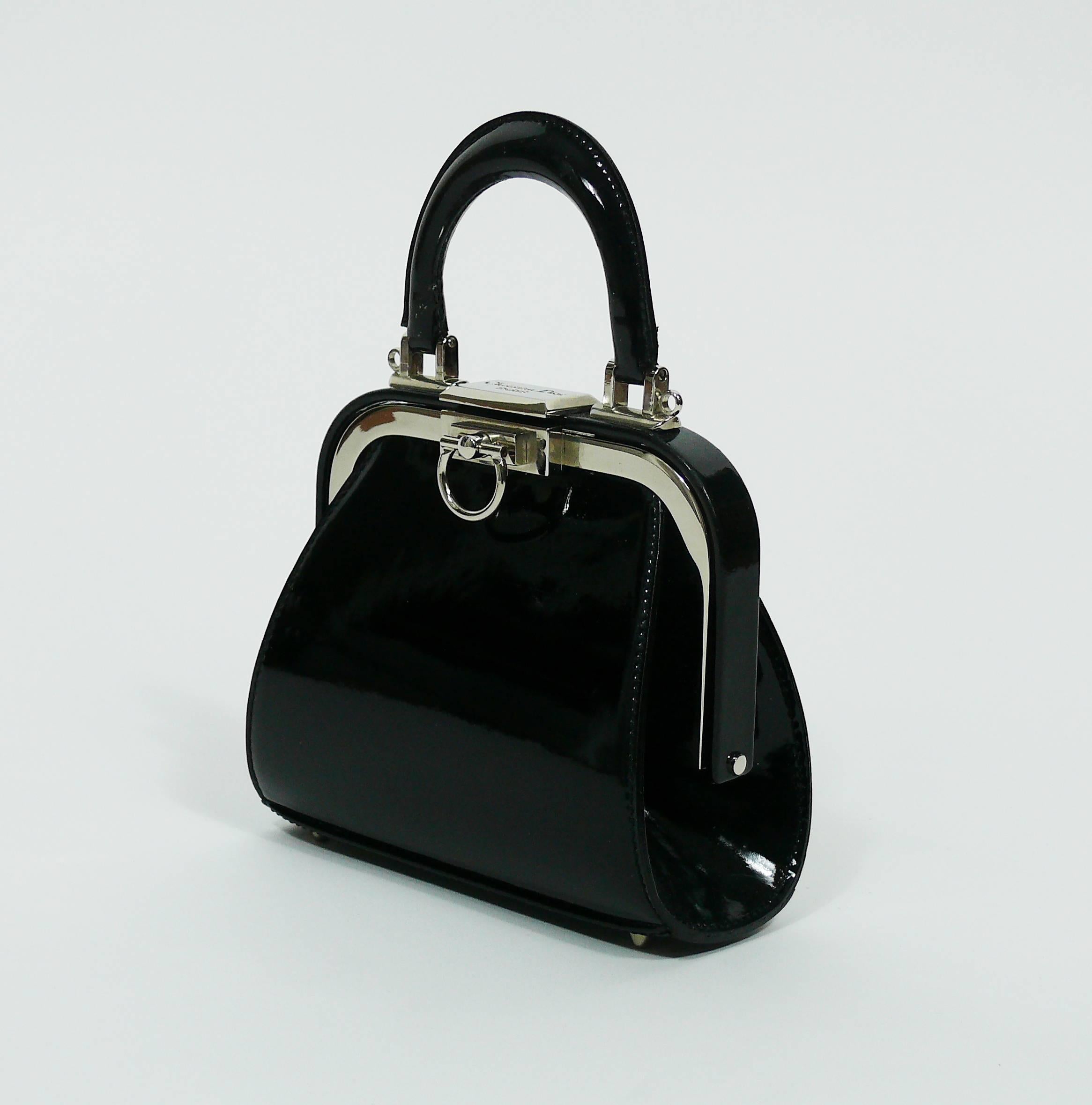 Christian Dior Vintage Black Patent Micro Mini Doctor Style Handbag In Good Condition In Nice, FR