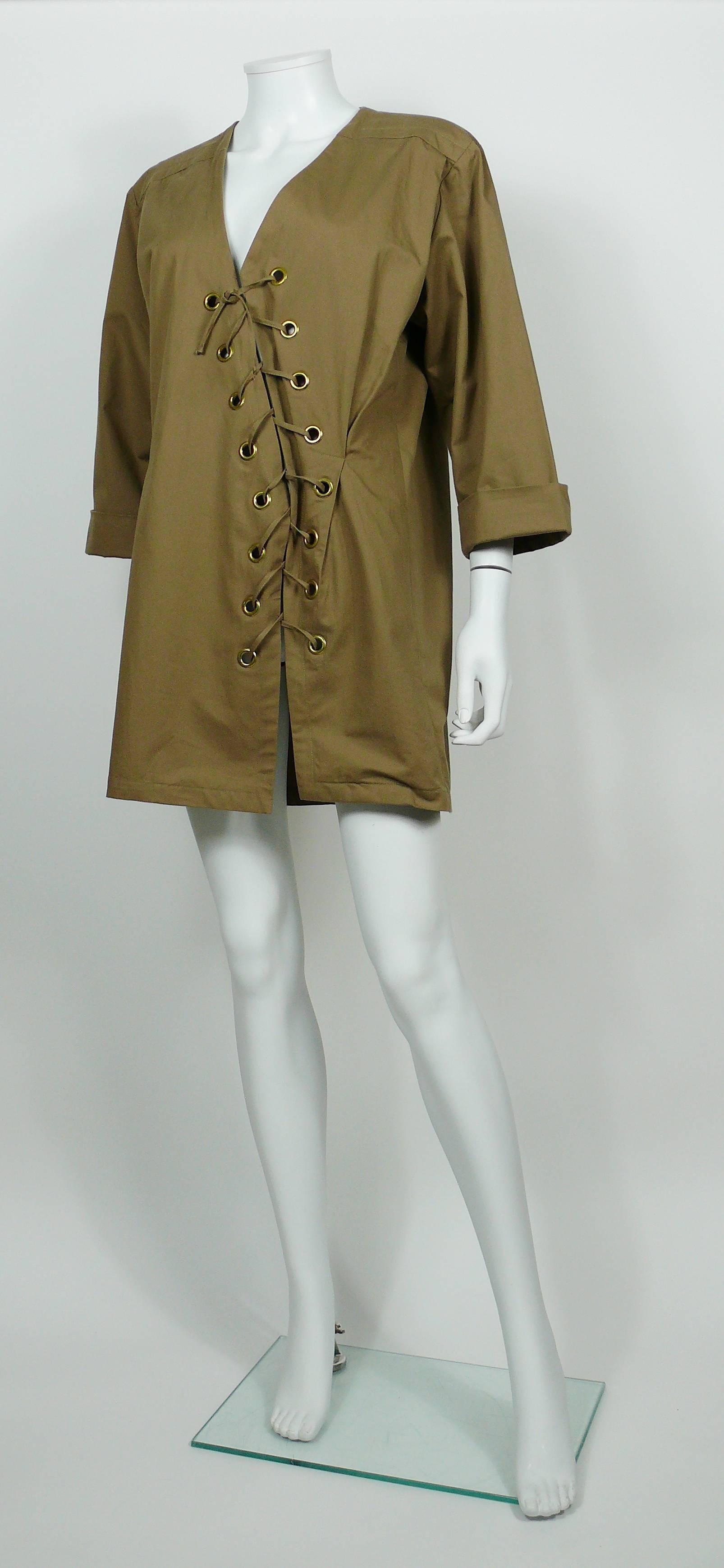 Women's Yves Saint Laurent YSL Iconic Vintage Cotton Safari Tunic Dress, 1990s 