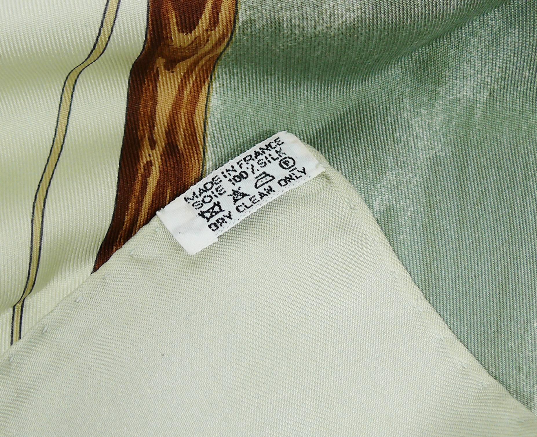 Gray Hermes Vintage Silk Carre Scarf 