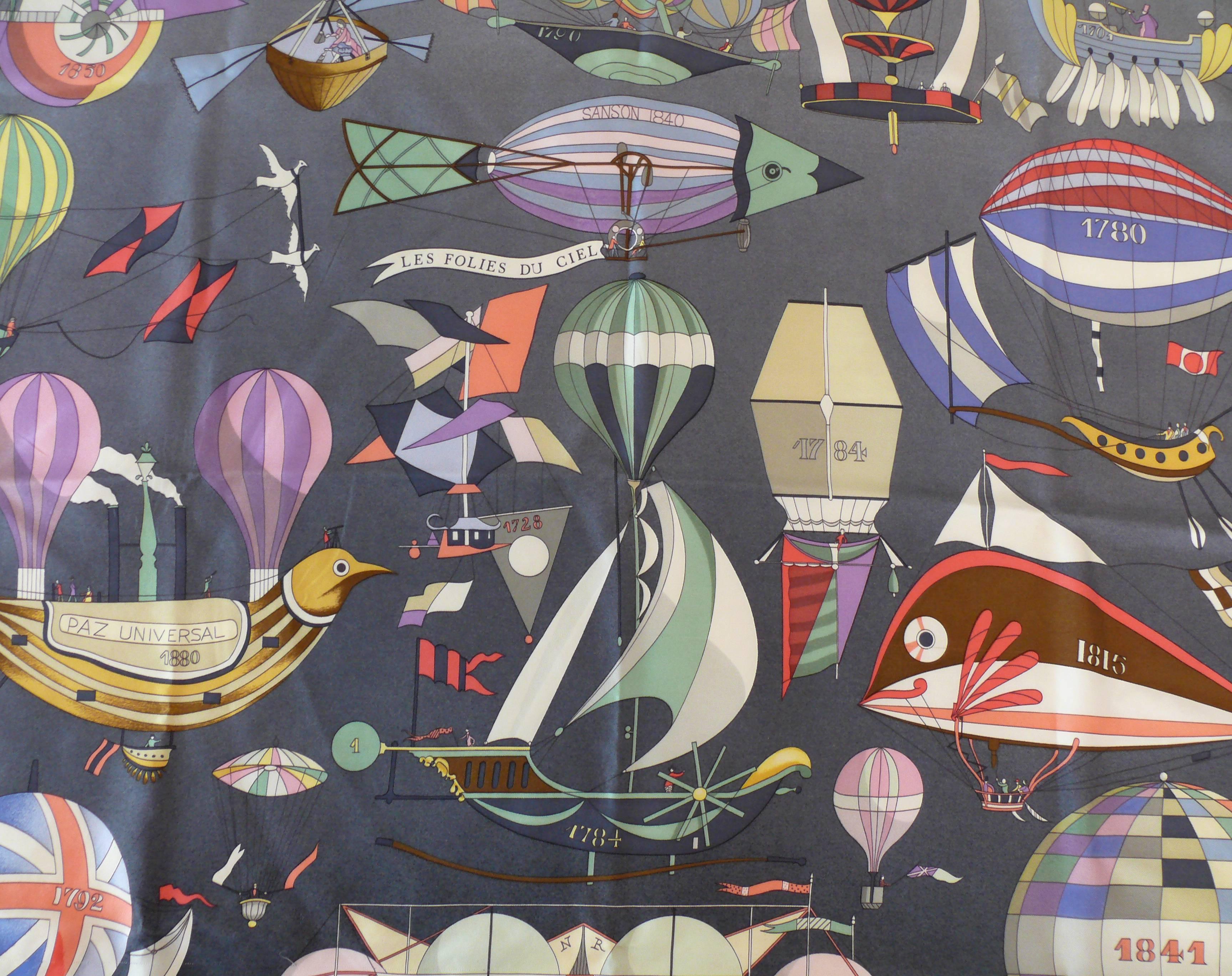 Foulard HERMES en carreaux de soie vintage 