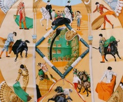 Hermes Vintage Silk Carrs "Plaza de Toros" by Hubert de Watrigant