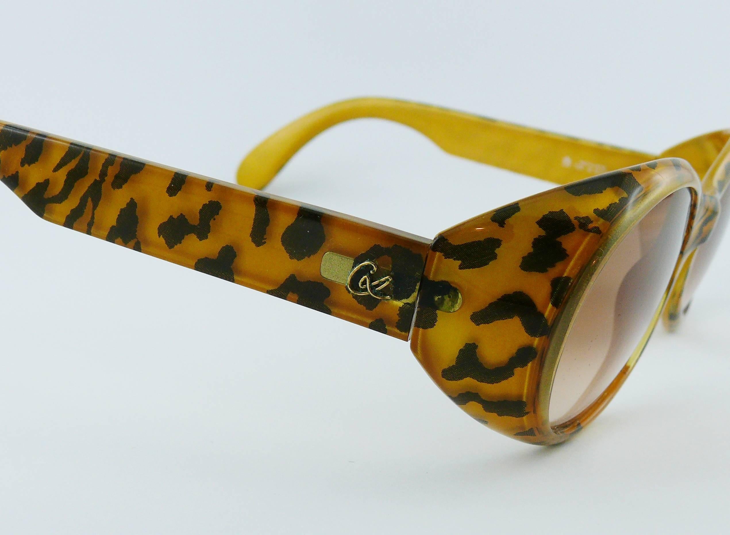 Brown Christian Lacroix Vintage Leopard Print Sunglasses Model 7329