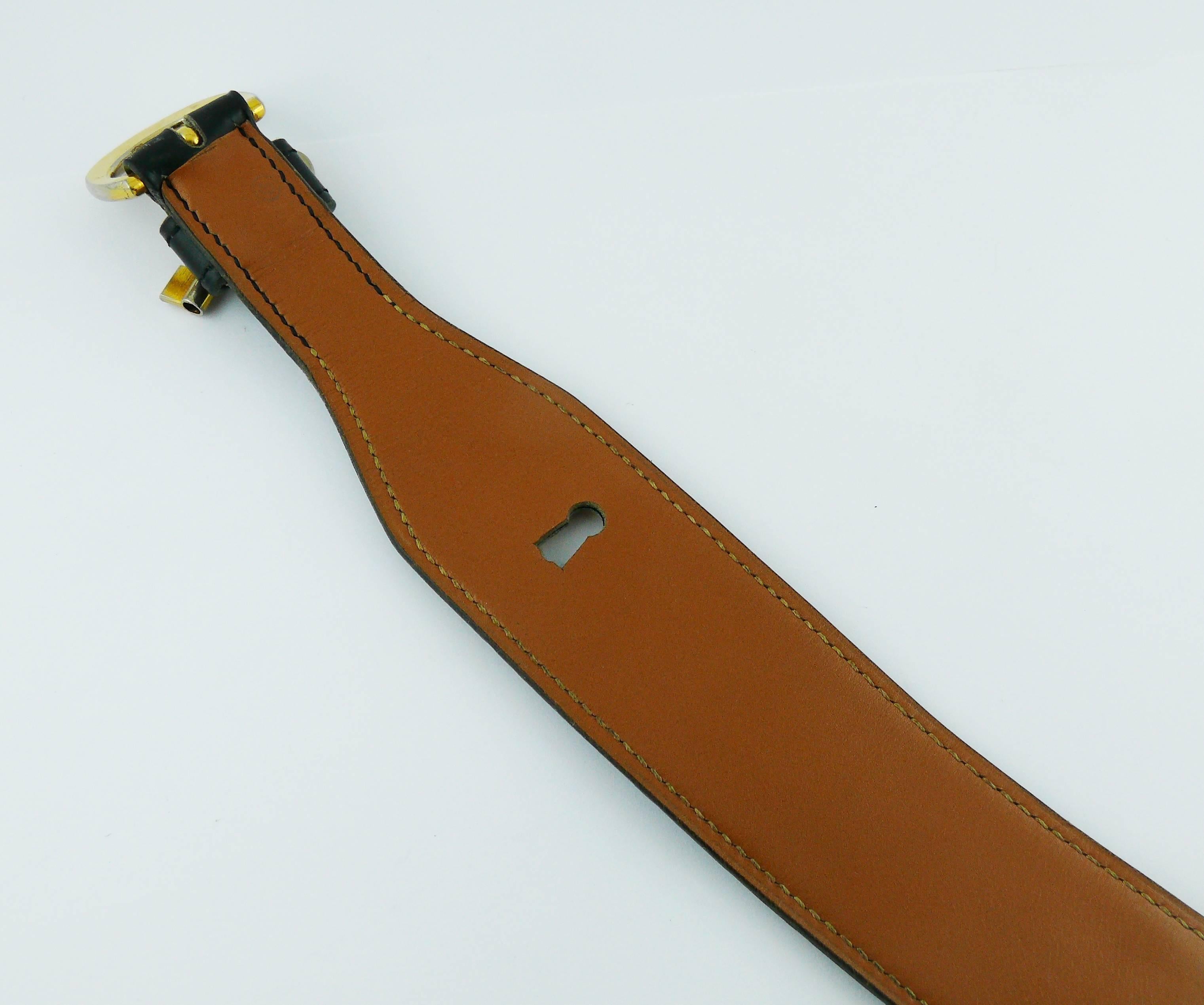 Schwarzer Vintage-Ledergürtel 