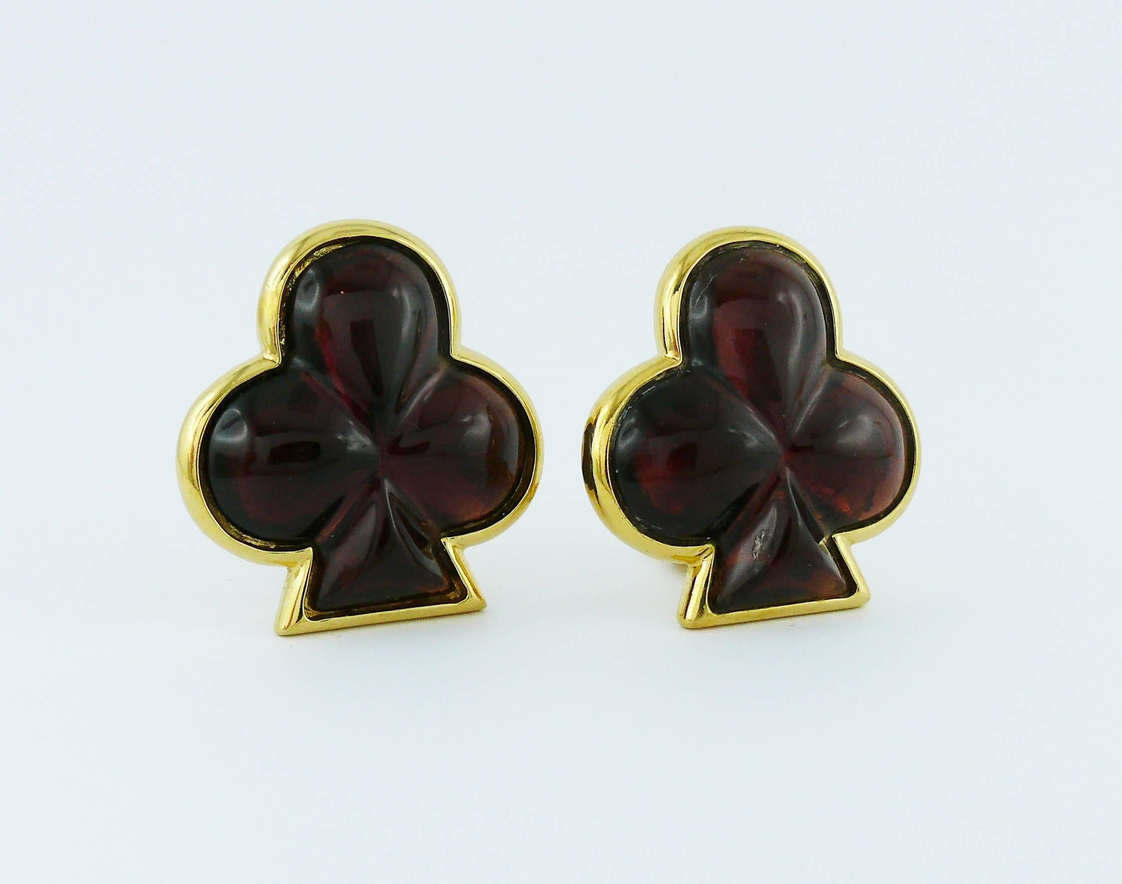 Yves Saint Laurent YSL Vintage Club Clip-On Earrings In Good Condition In Nice, FR