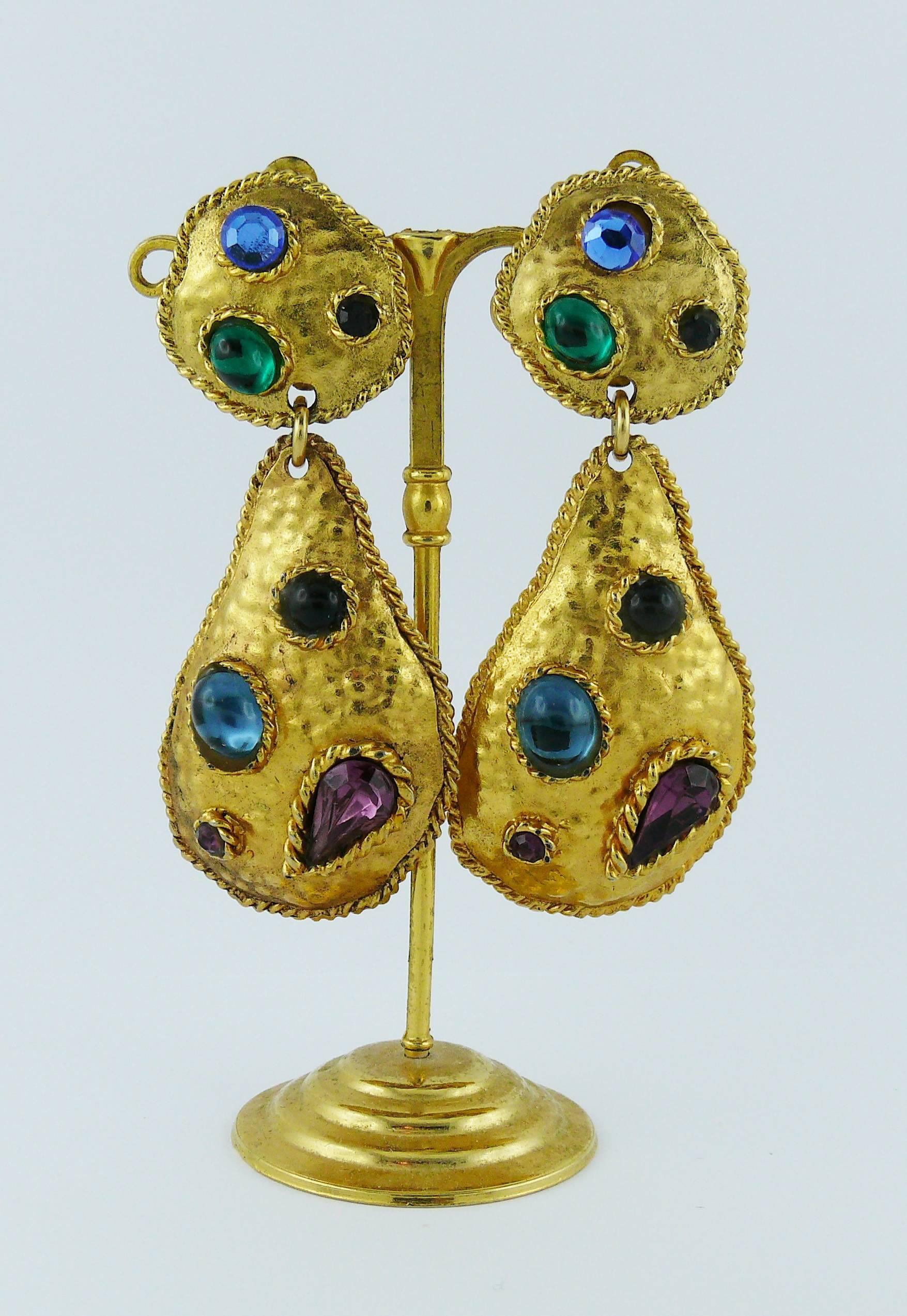 Edouard Rambaud Vintage Jewelled Dangling Earrings 1