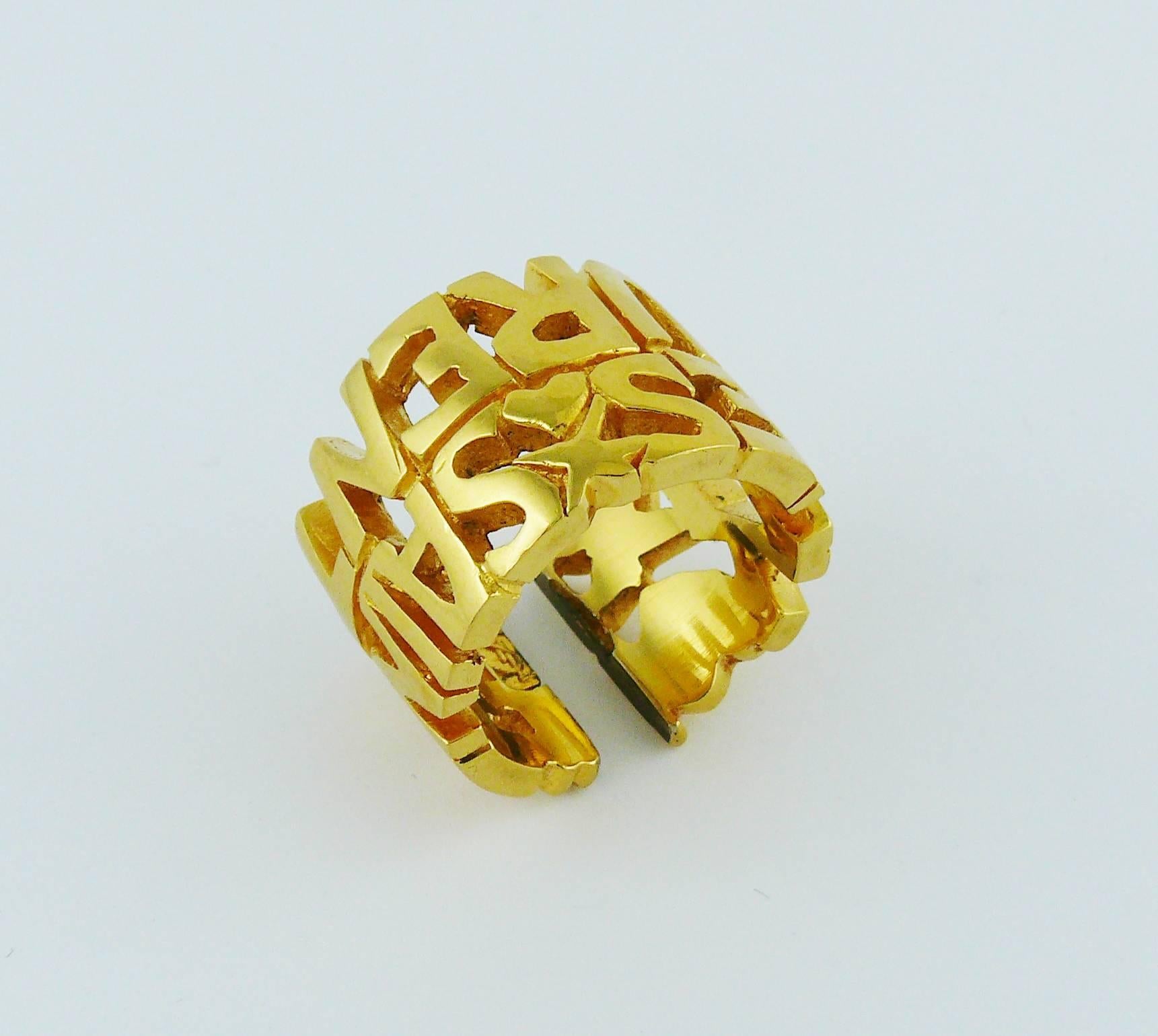 Women's or Men's Yves Saint Laurent YSL Vintage Gold Toned Ring