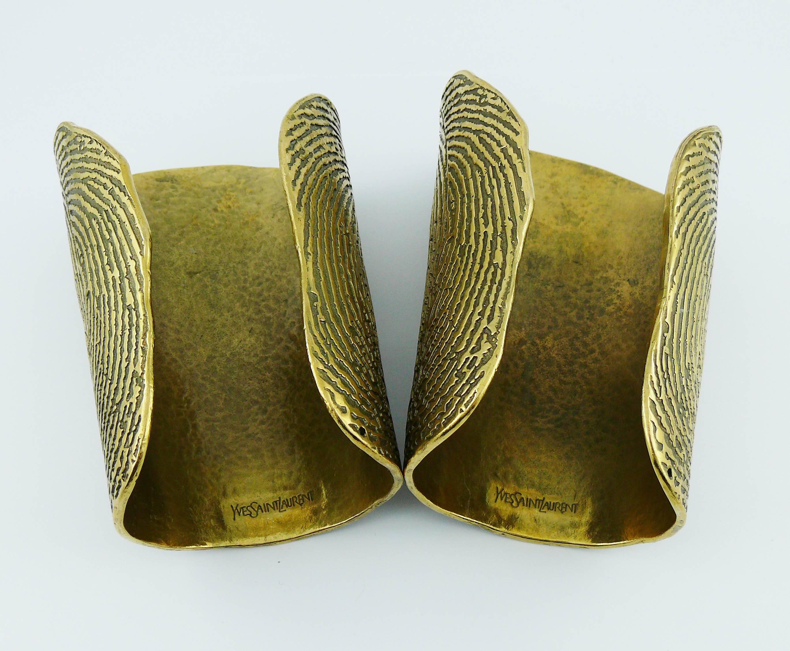 Yves Saint Laurent YSL Massive Runway Fingerprint Pair of Cuff Bracelets 3