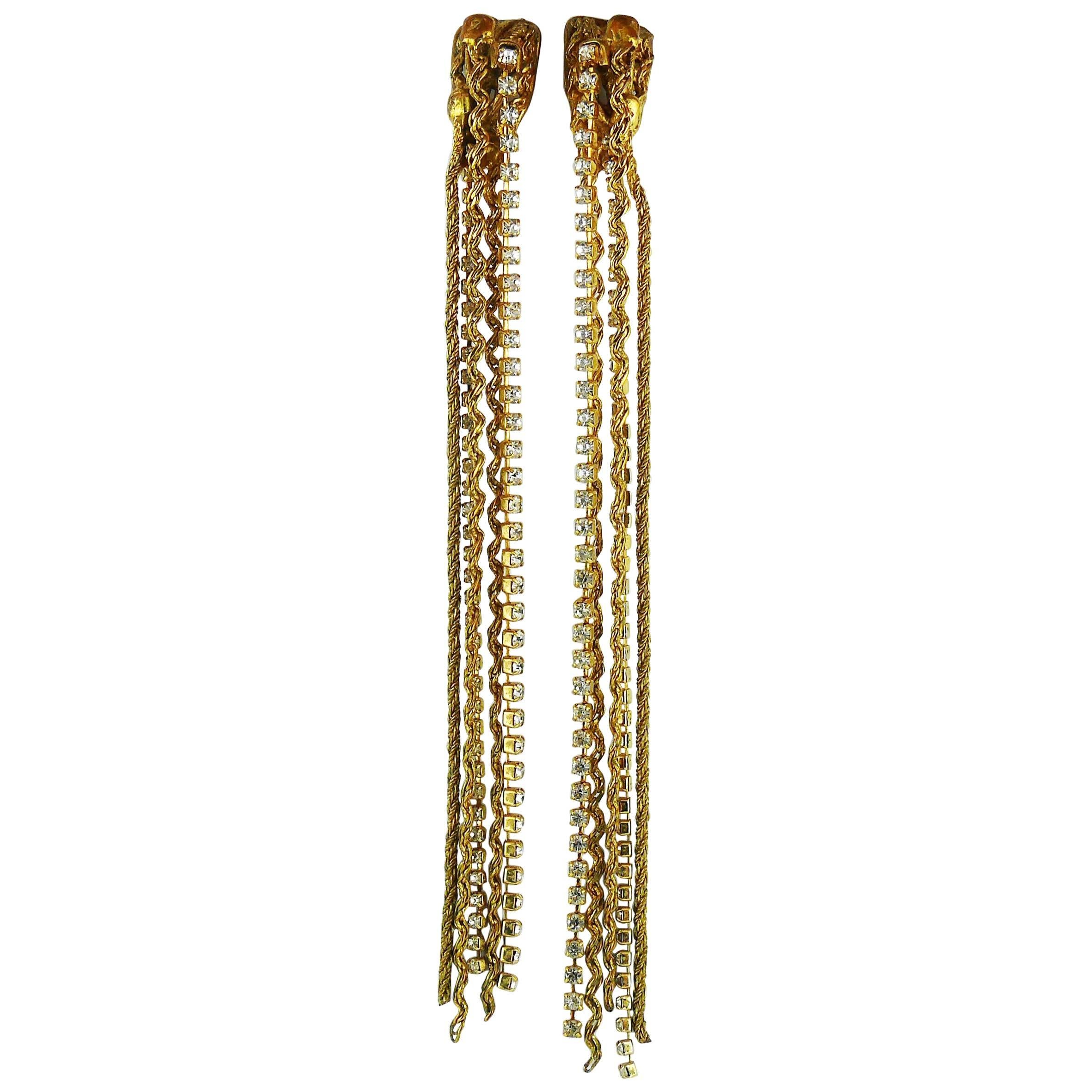 Christian Lacroix Vintage Extra Long Chain and Crystal Earrings