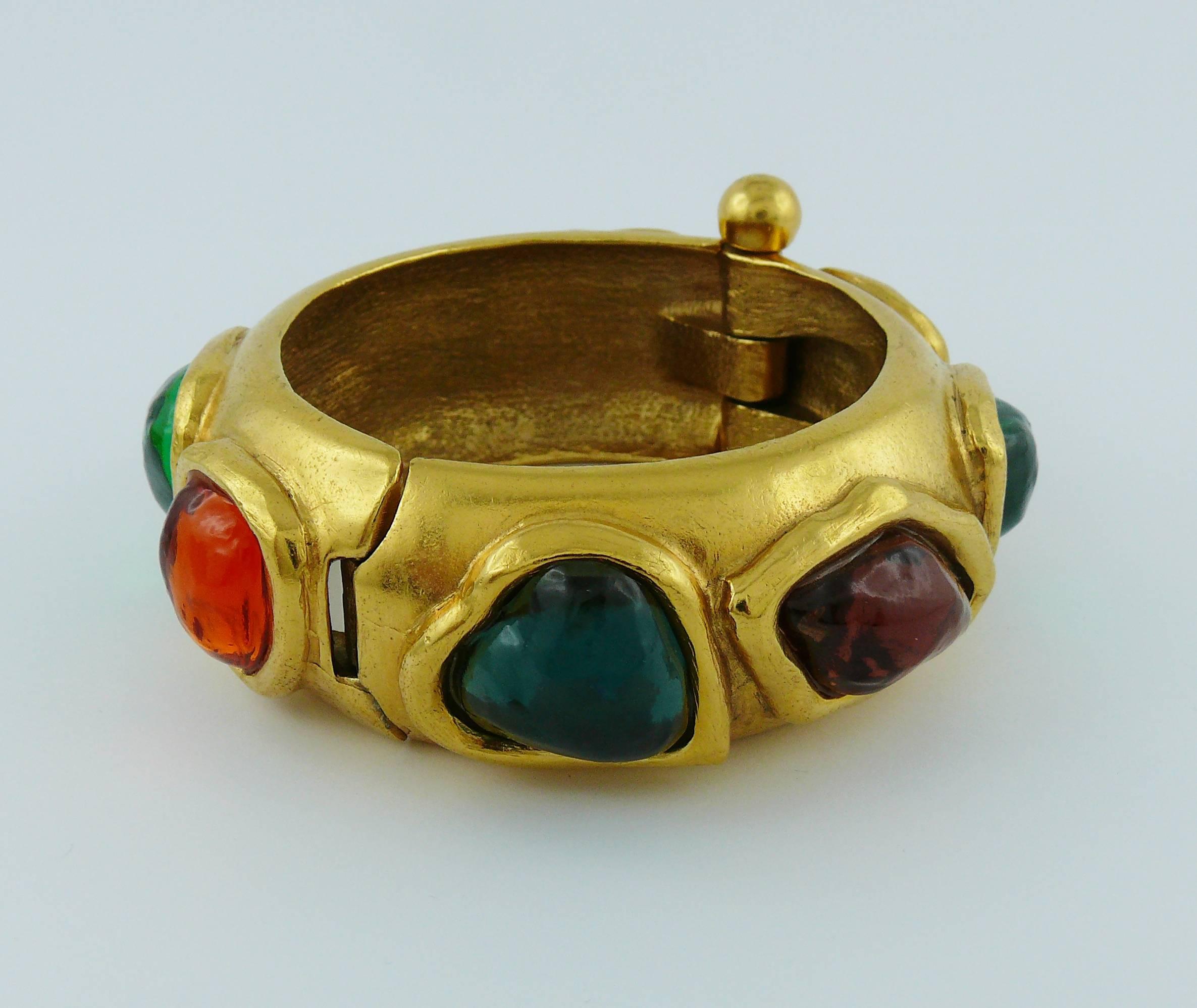 Yves Saint Laurent YSL Vintage Faux Gemstone Cuff Bracelet In Excellent Condition In Nice, FR