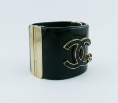 Chanel Black Cuff Bracelet with CC and Clover Fall 2012