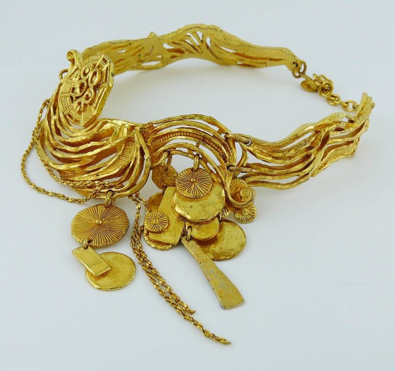 Christian Lacroix Vintage Gold Toned Collar Necklace at 1stDibs