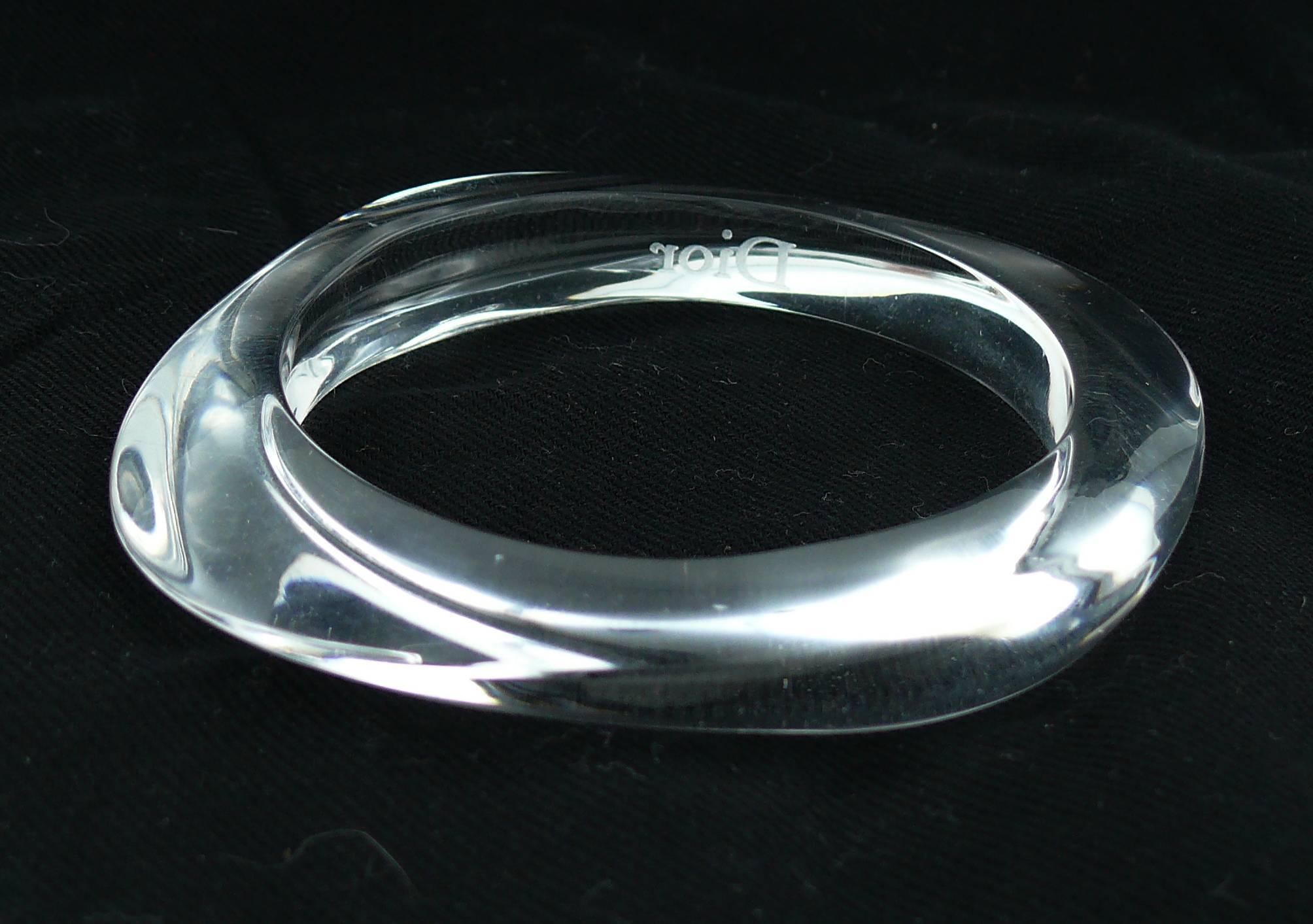 Christian Dior Clear Lucite Cuff and Bangle Bracelets Set In Good Condition For Sale In Nice, FR