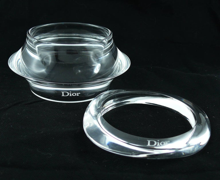 Women's Christian Dior Clear Lucite Cuff and Bangle Bracelets Set For Sale