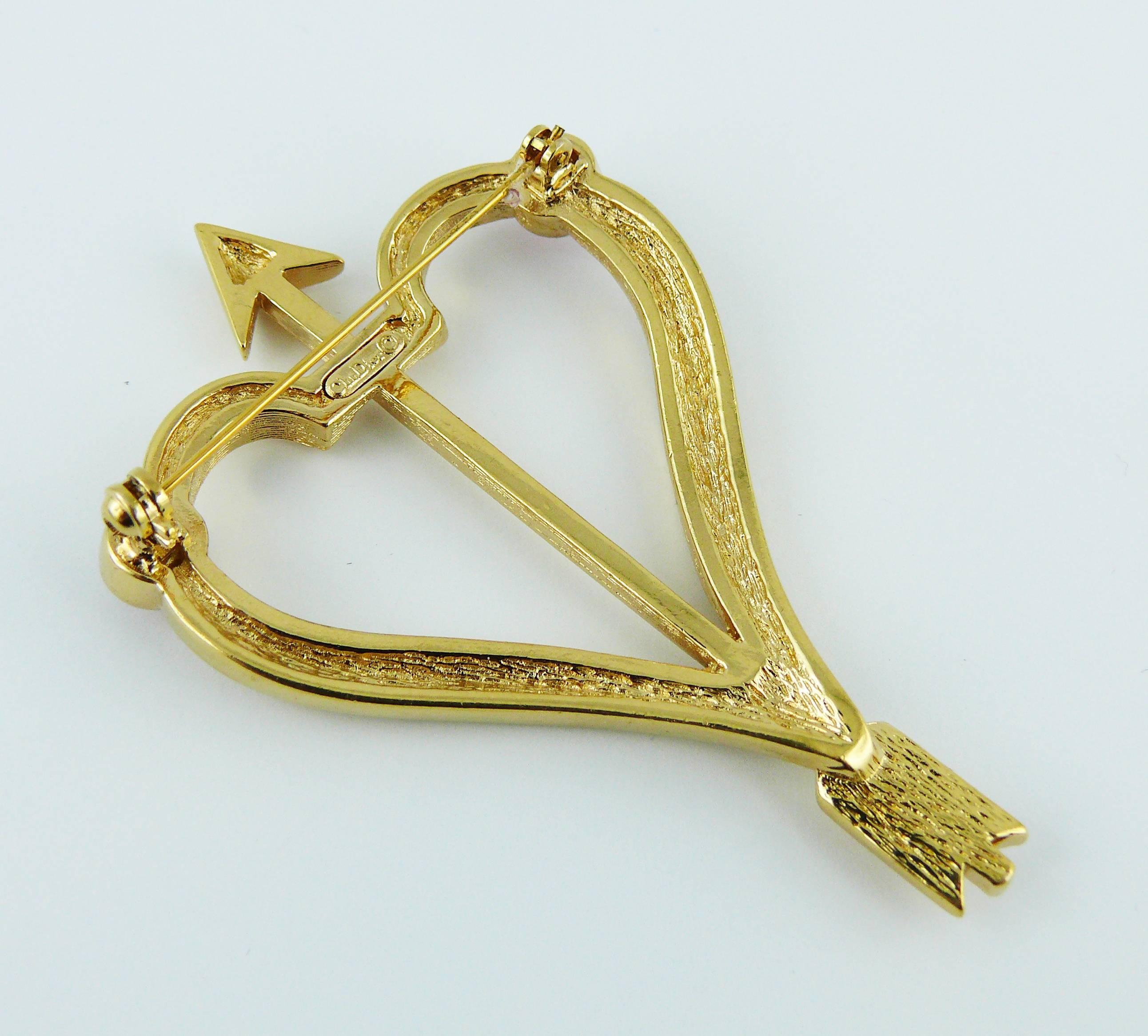 Christian Dior Vintage Jewelled Pierced Heart Brooch 1