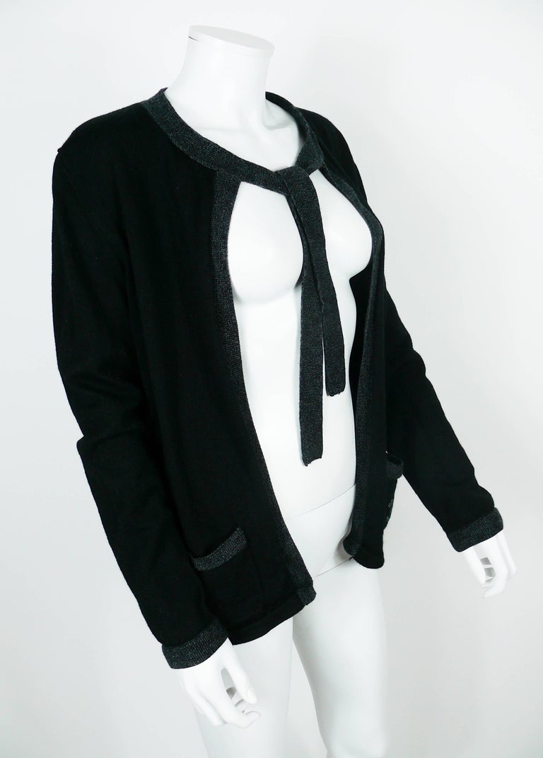 Chanel Employee Uniform Black Wool Cardigan with CC Logo Size XL
