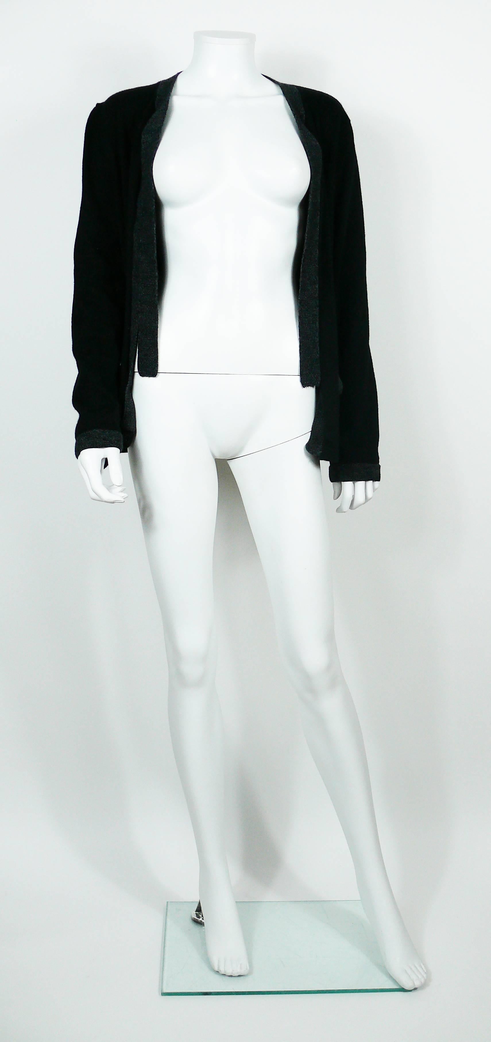Chanel Employee Uniform Black Wool Cardigan with CC Logo Size XL In Good Condition In Nice, FR