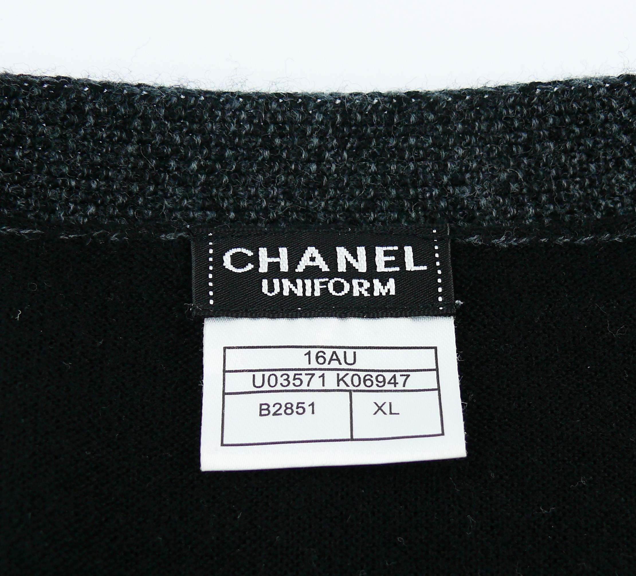 Chanel Employee Uniform Black Wool Cardigan with CC Logo Size XL 1