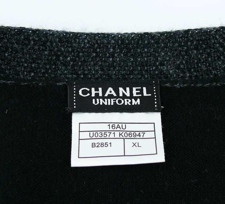 Chanel Employee Uniform Black Wool Cardigan with CC Logo Size XL at 1stDibs chanel uniform