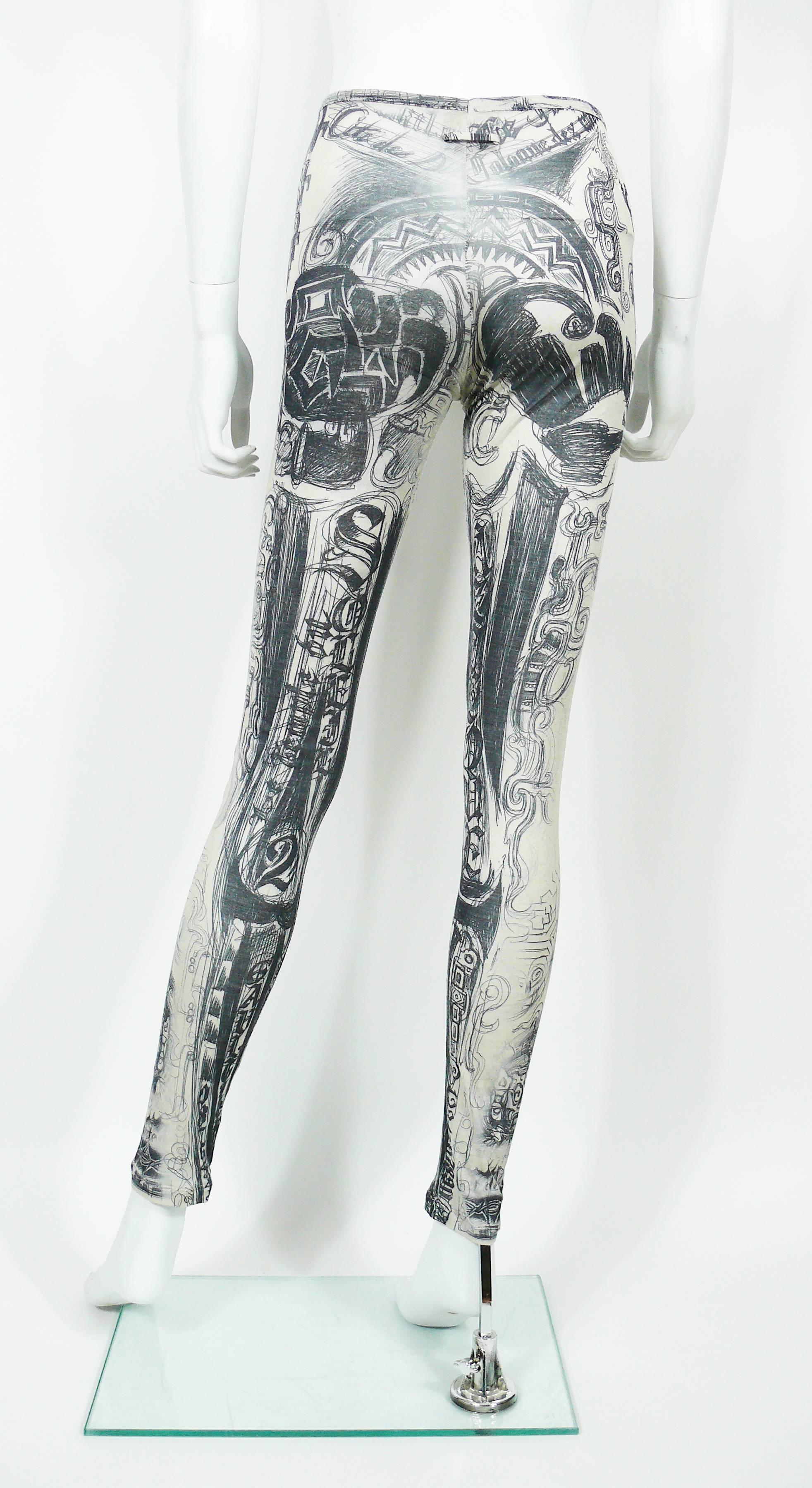 Women's Jean Paul Gaultier Mayas Tattoo Print Leggings Size L