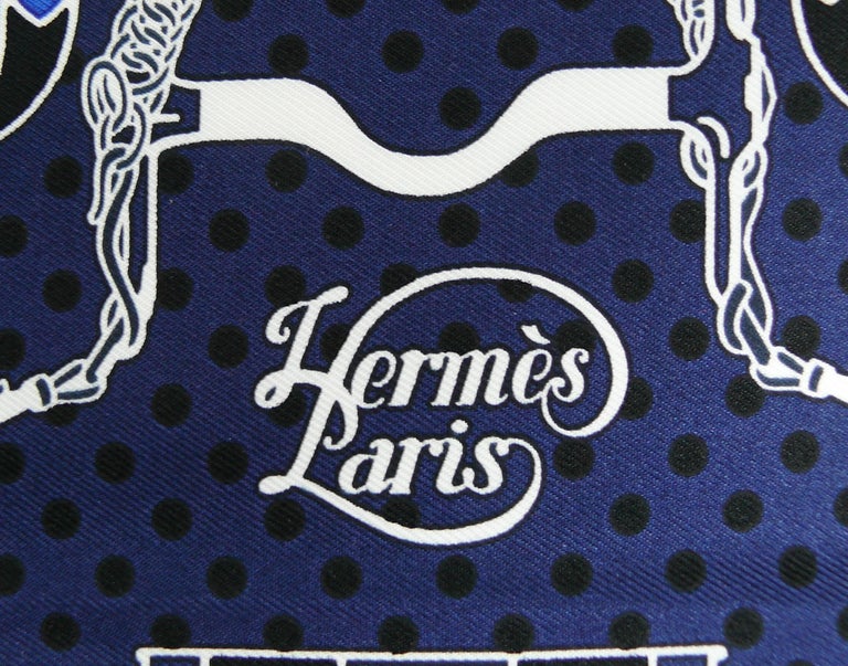HERMES Caregean cashmere silk Grand Manege Bandana, Large Stall black