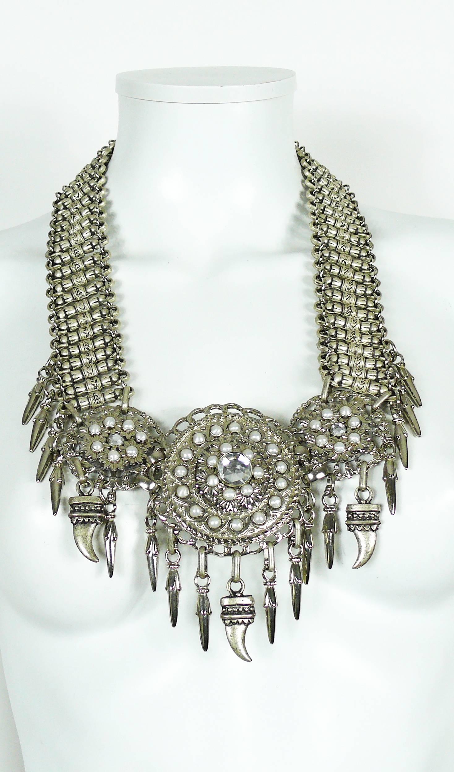 Jose Cotel Vintage 1985 Ethnic Inspired Belt Necklace with Claw Charms For Sale 5