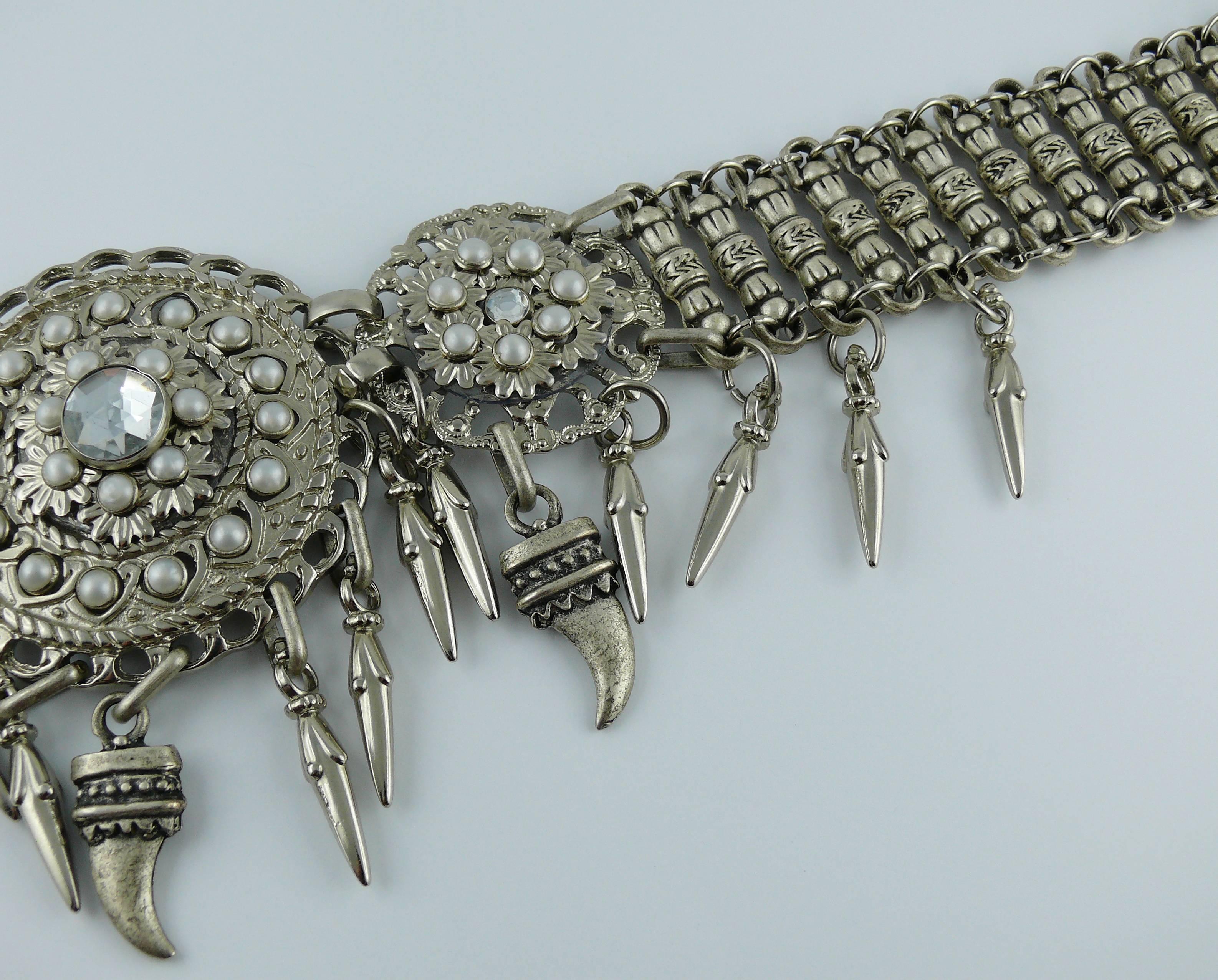 Jose Cotel Vintage 1985 Ethnic Inspired Belt Necklace with Claw Charms For Sale 1