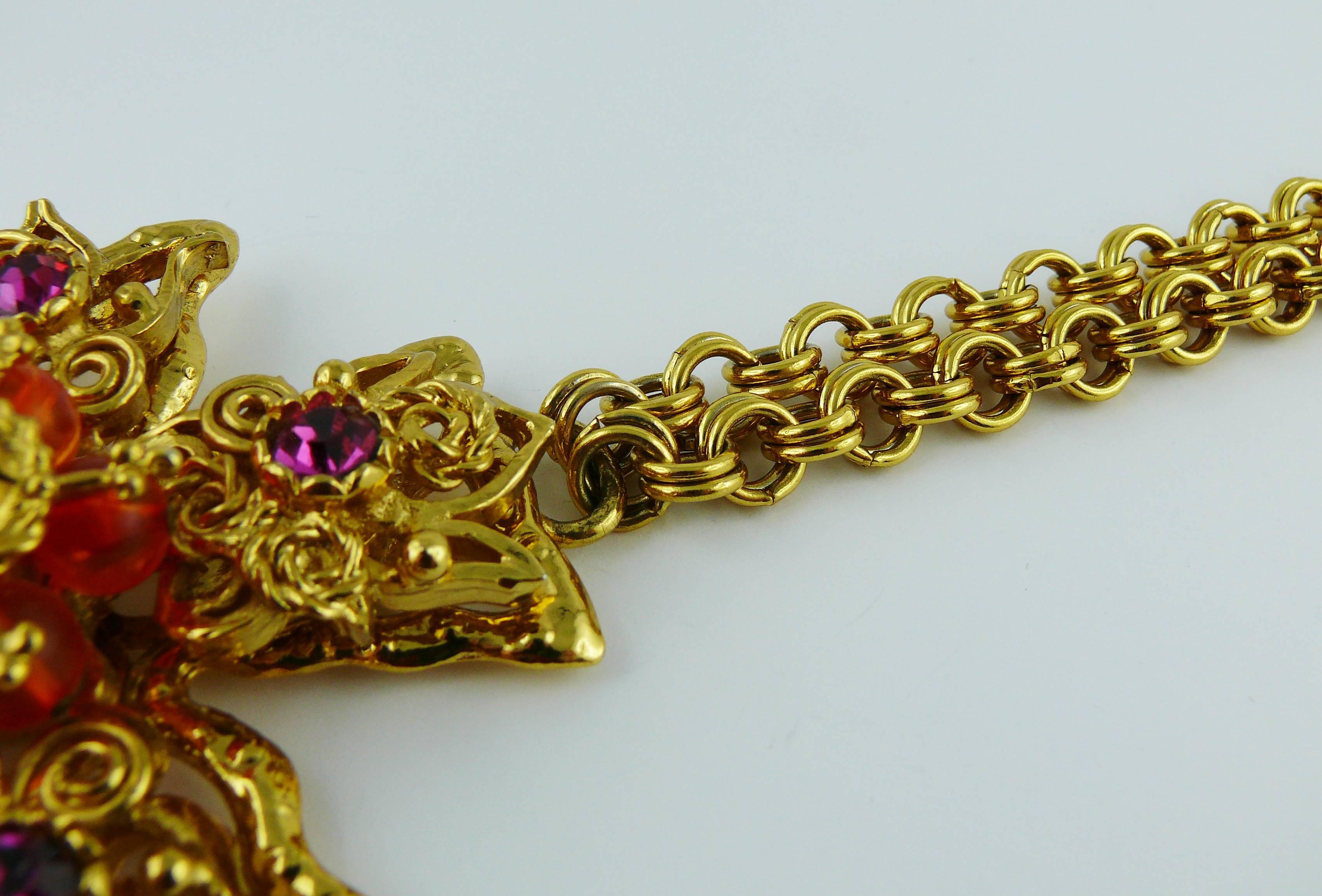 Christian Lacroix Vintage Massive Jewelled Kreuz Anhänger Halskette 1