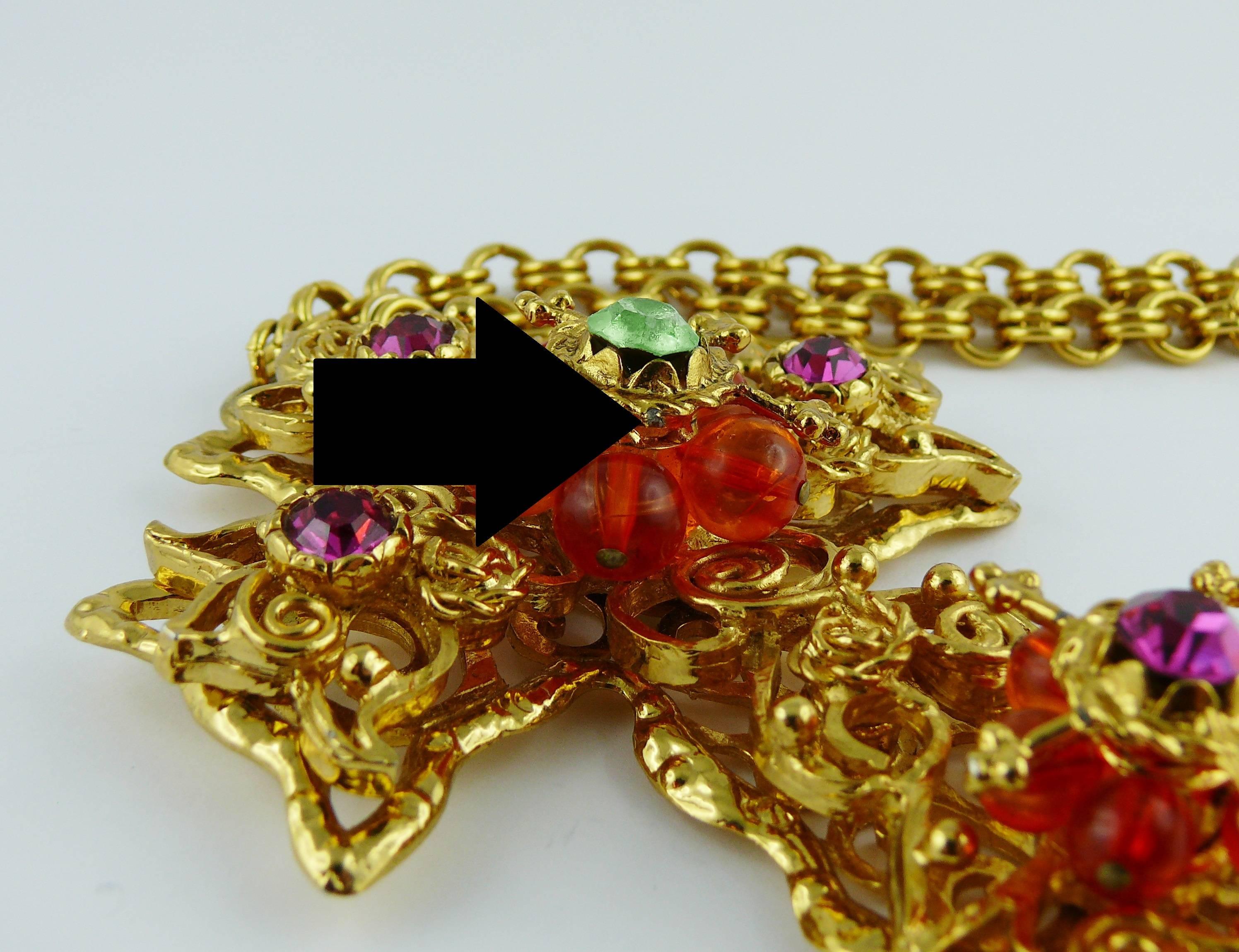 Christian Lacroix Vintage Massive Jewelled Cross Pendant Necklace 7