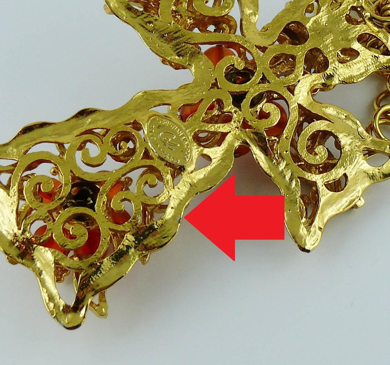Christian Lacroix Vintage Massive Jewelled Kreuz Anhänger Halskette 9
