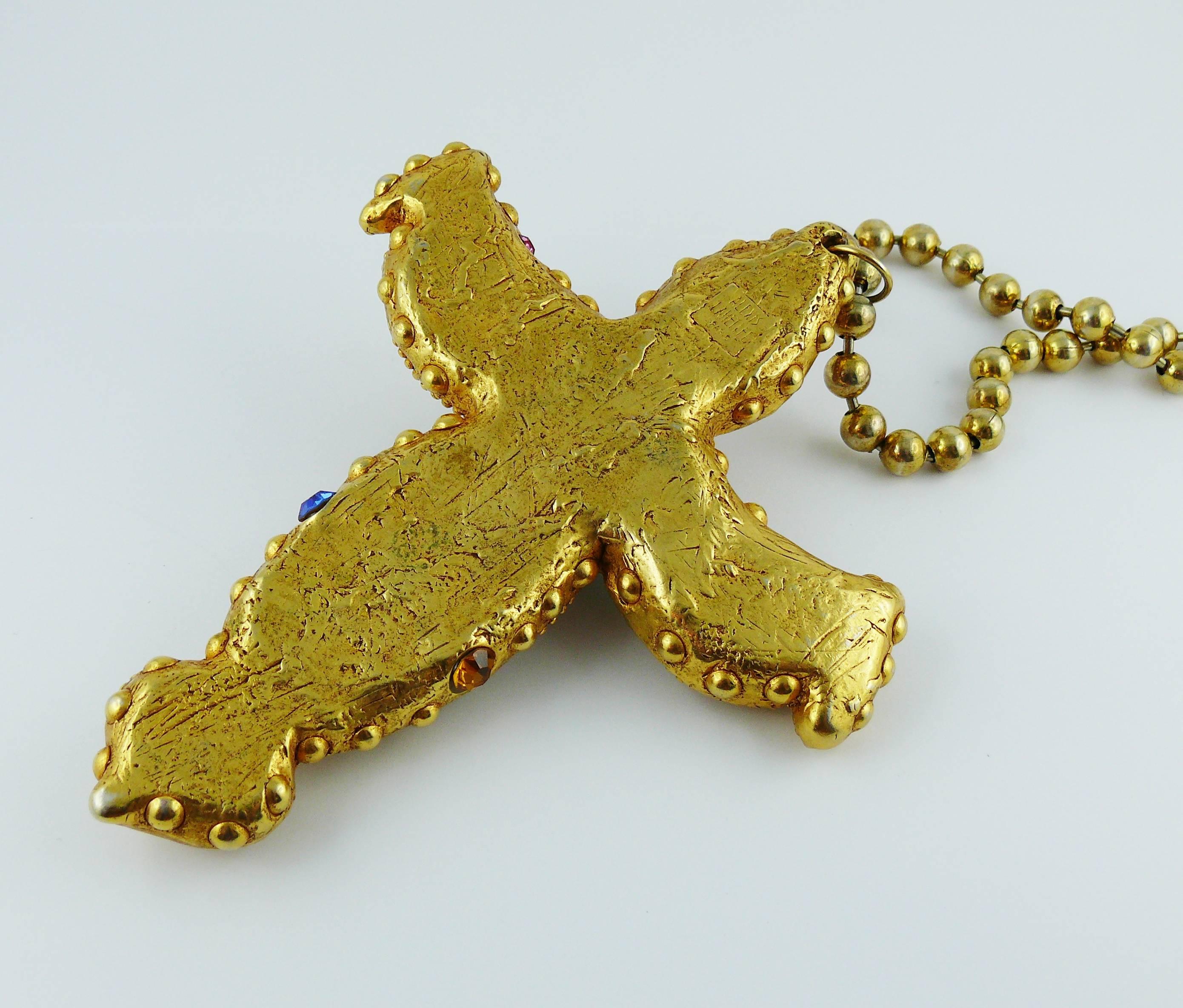 Alexis Lahellec Vintage Oversized Cross Pendant Necklace In Good Condition In Nice, FR