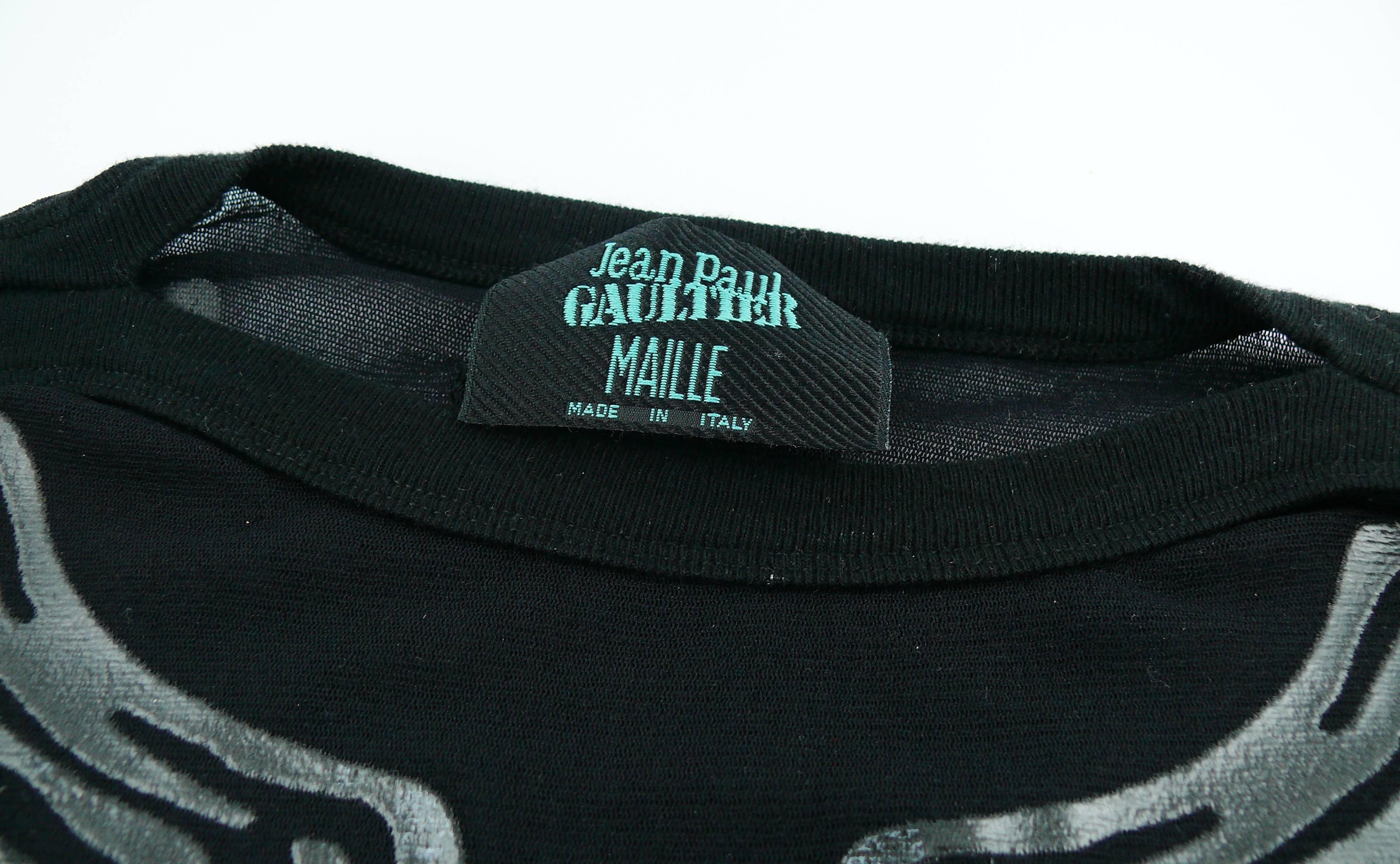 Jean Paul Gaultier Vintage Black Mesh Tattoo Top Size L 2